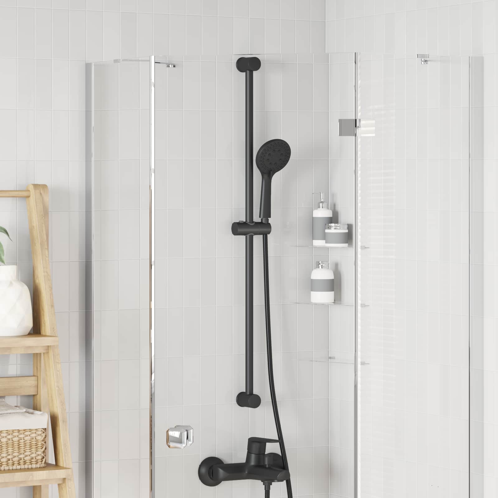 Duschkopfhalter Schwarz 100 cm Edelstahl