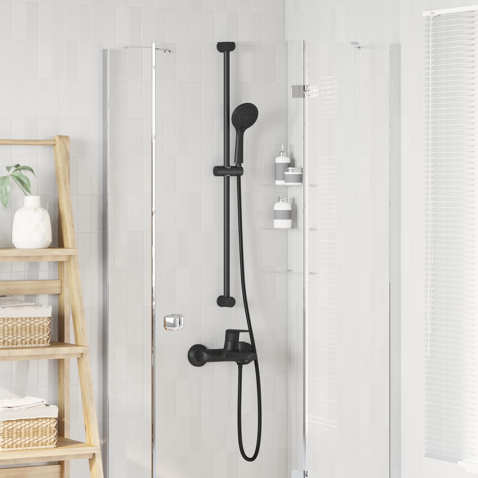 Duschkopfset Schwarz 150 cm Edelstahl