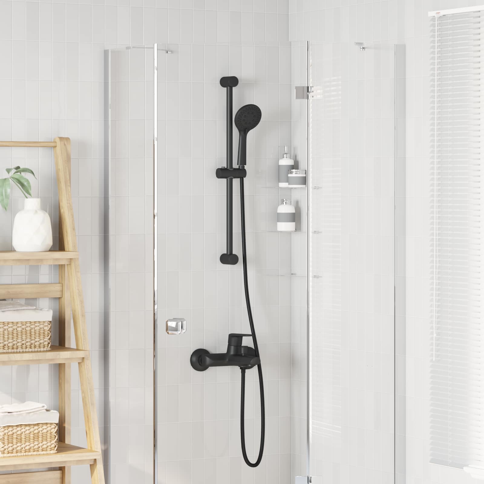 Duschsystem-Set Schwarz 70 cm Edelstahl