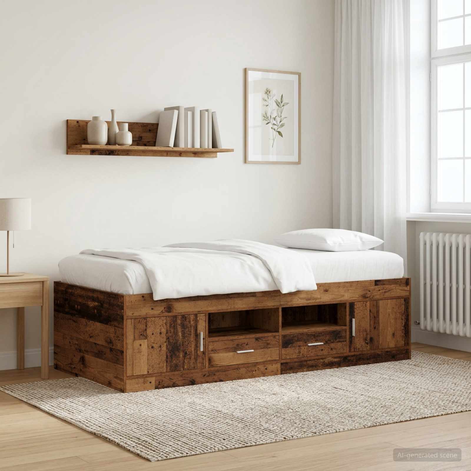 Bettgestell mit Stauraum Altholz 80 x 200 cm Holzwerkstoff