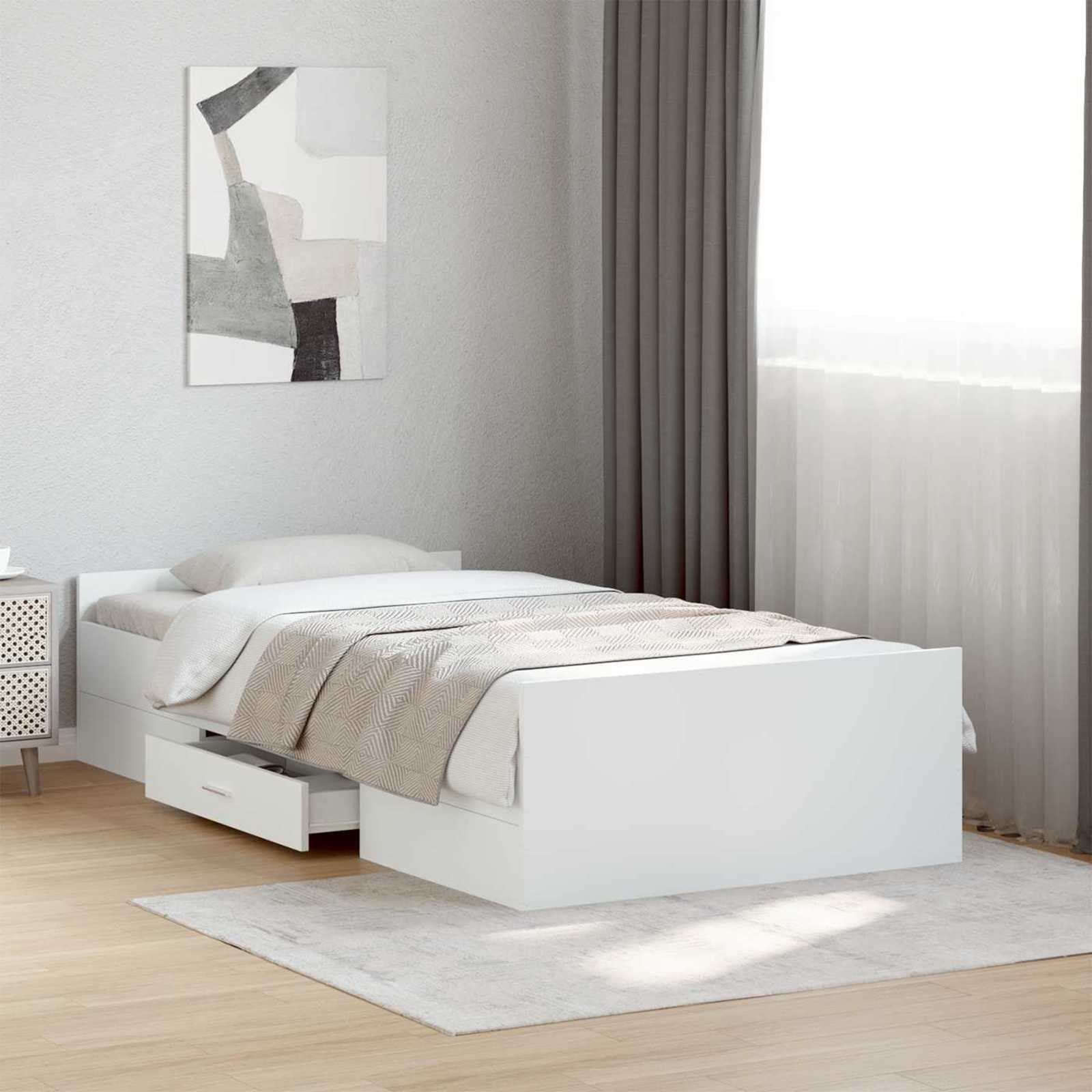 Bettgestell mit Stauraum Weiß 80 x 200 cm Holzwerkstoff