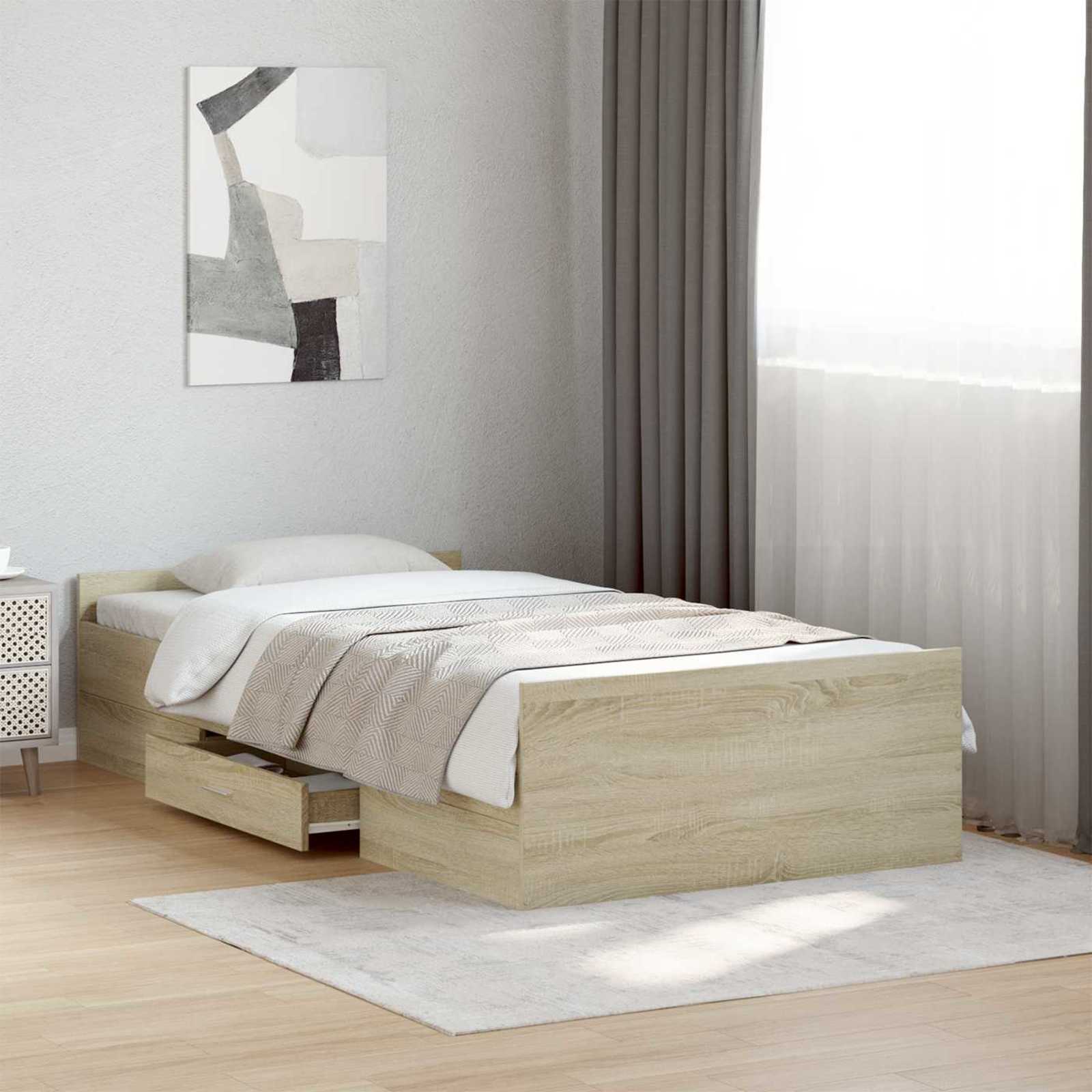 Bettgestell mit Stauraum Sonoma-Eiche 80 x 200 cm Holzwerkstoff