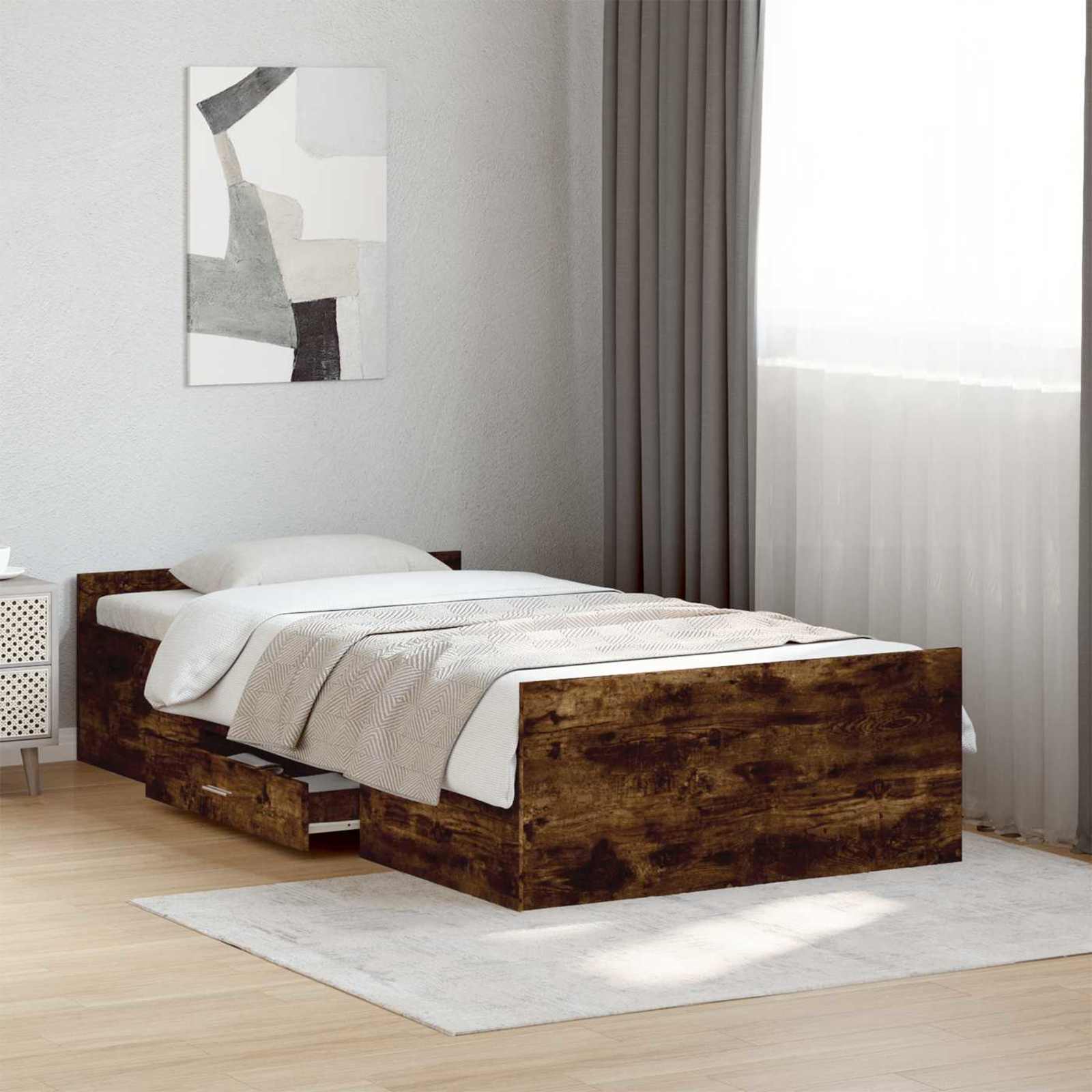 Bettgestell mit Stauraum Geräucherte Eiche 80 x 200 cm