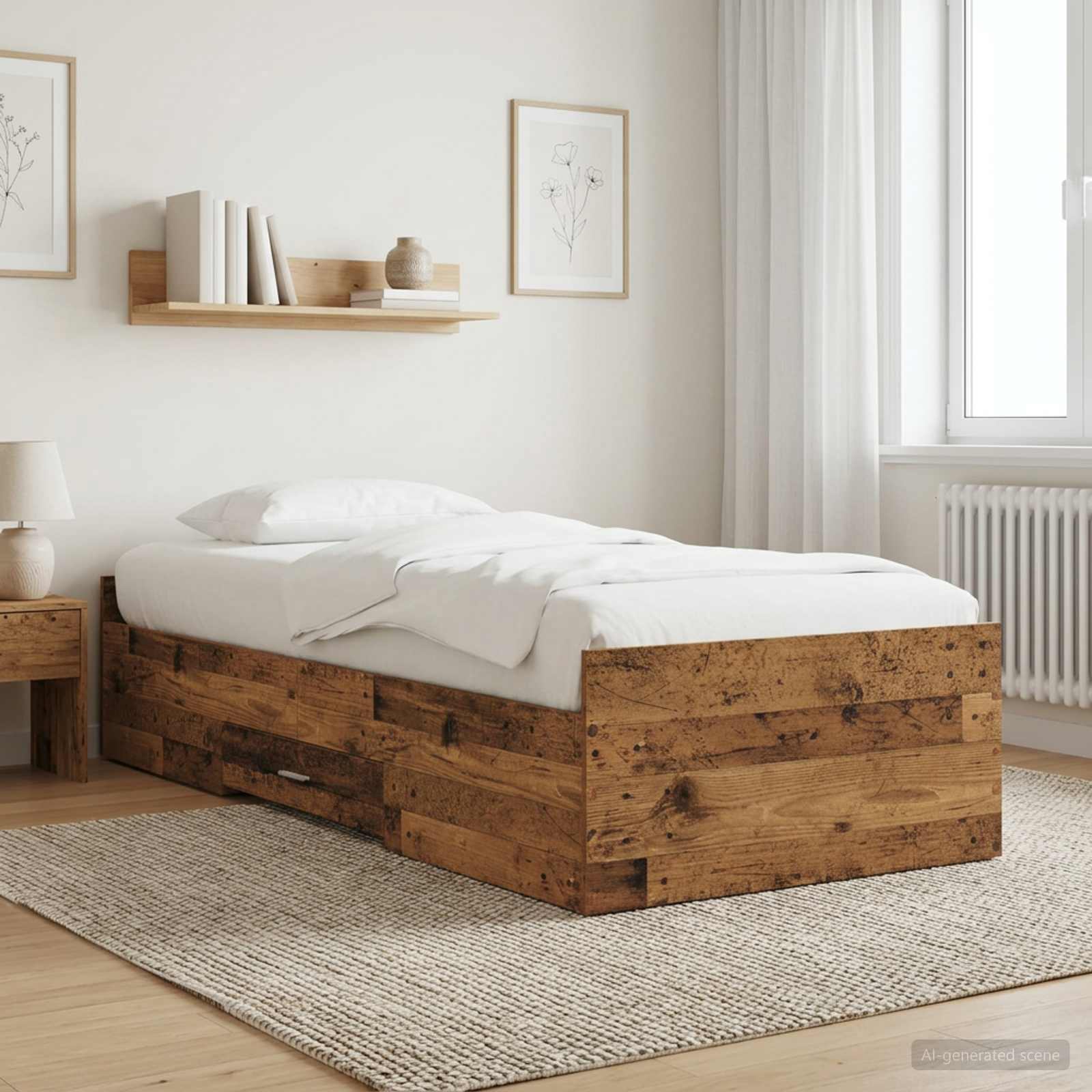 Bettgestell mit Stauraum Altholz 80 x 200 cm Holzwerkstoff