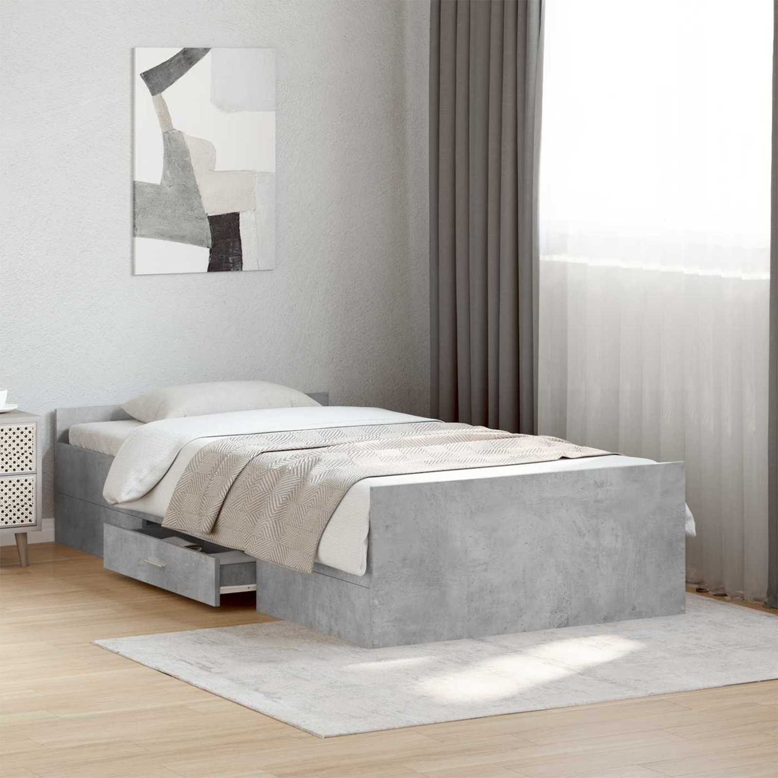 Bettgestell mit Stauraum Betongrau 80 x 200 cm Holzwerkstoff