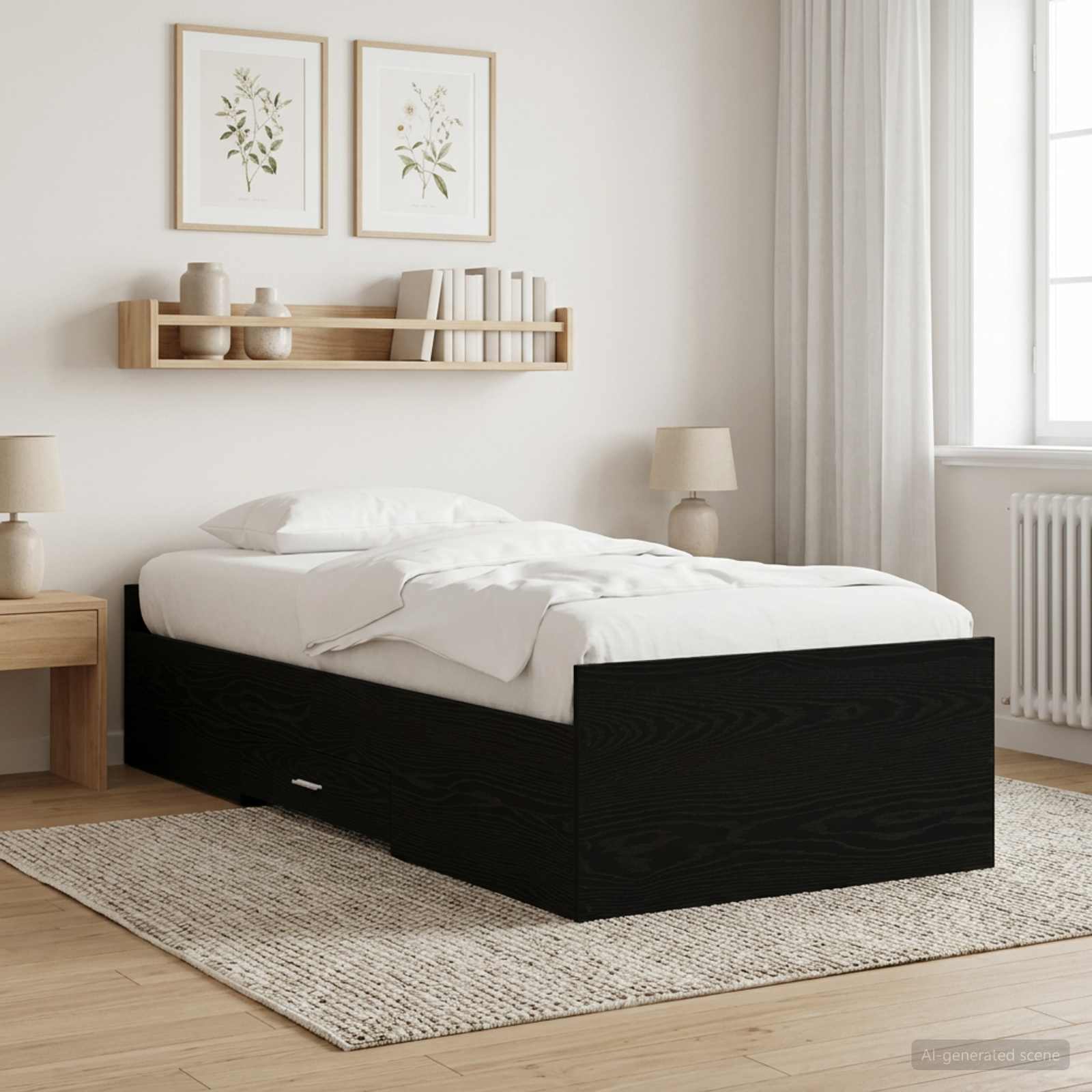 Bettgestell mit Stauraum Schwarze Eiche 80 x 200 cm