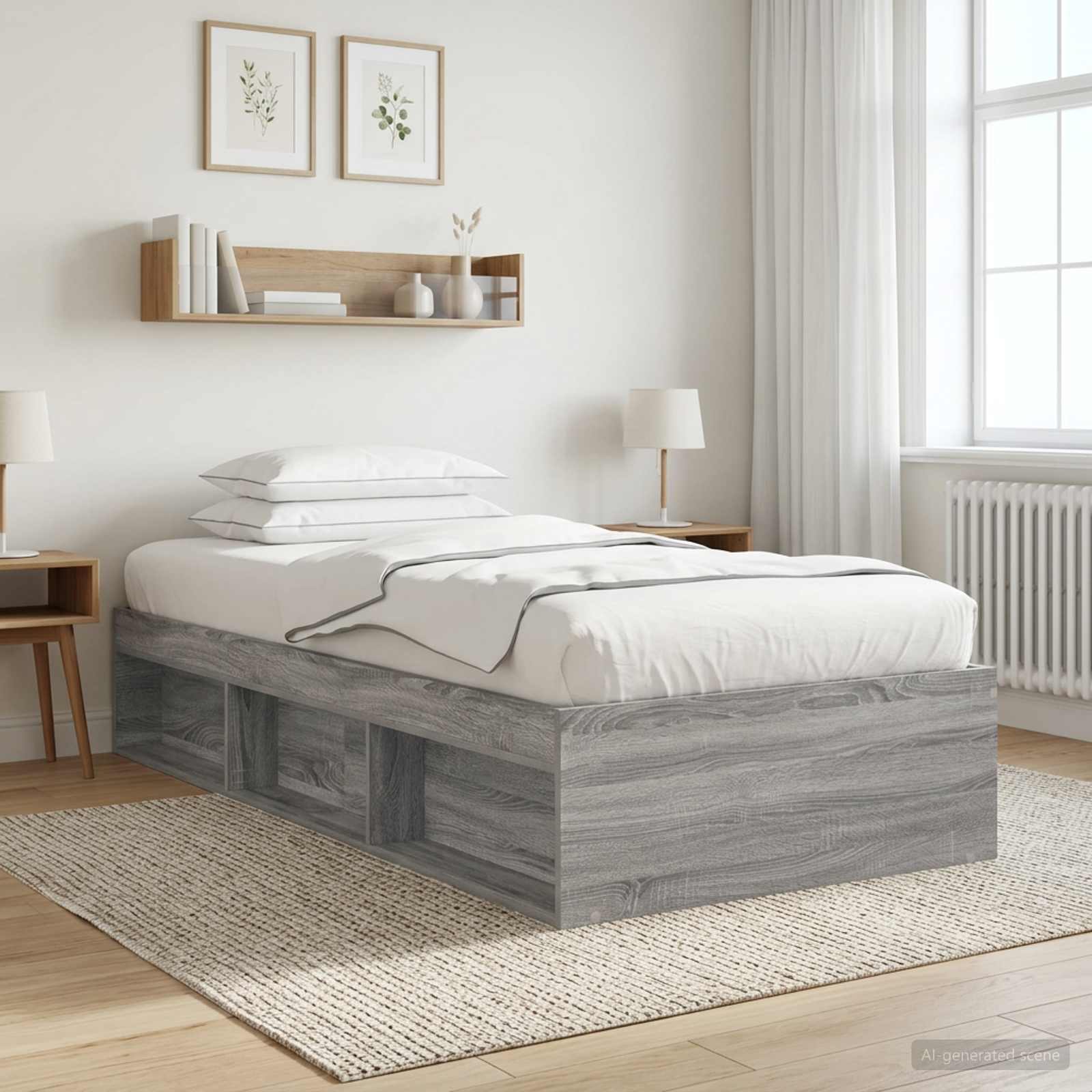 Bettgestell mit Stauraum Grau Sonoma 80 x 200 cm Holzwerkstoff