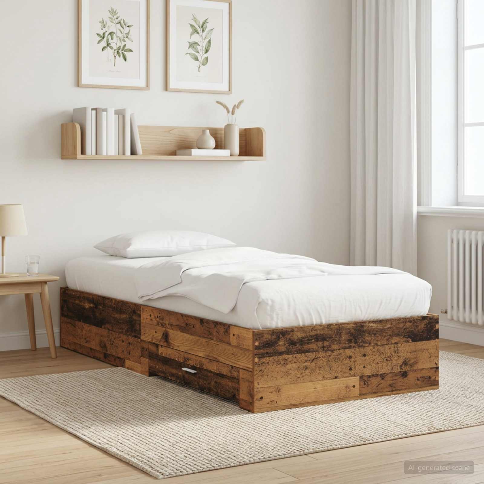 Bettrahmen mit Schubladen mit Speicher Altholz Holzwerkstoff