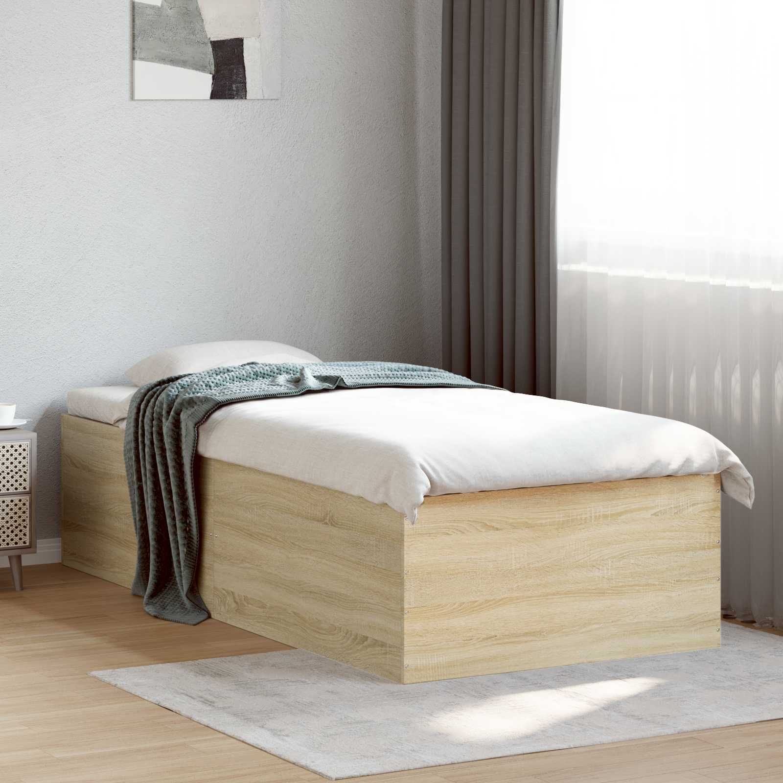 Bodenbettgestell Sonoma-Eiche 80 x 200 cm Holzwerkstoff