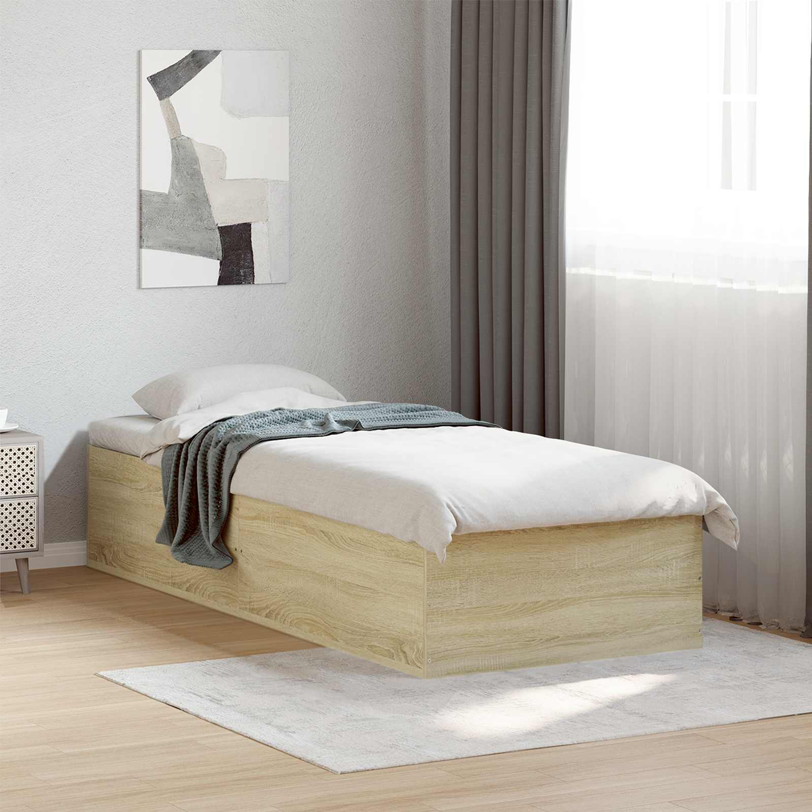 Bodenbettgestell Sonoma-Eiche 80 x 200 cm Holzwerkstoff