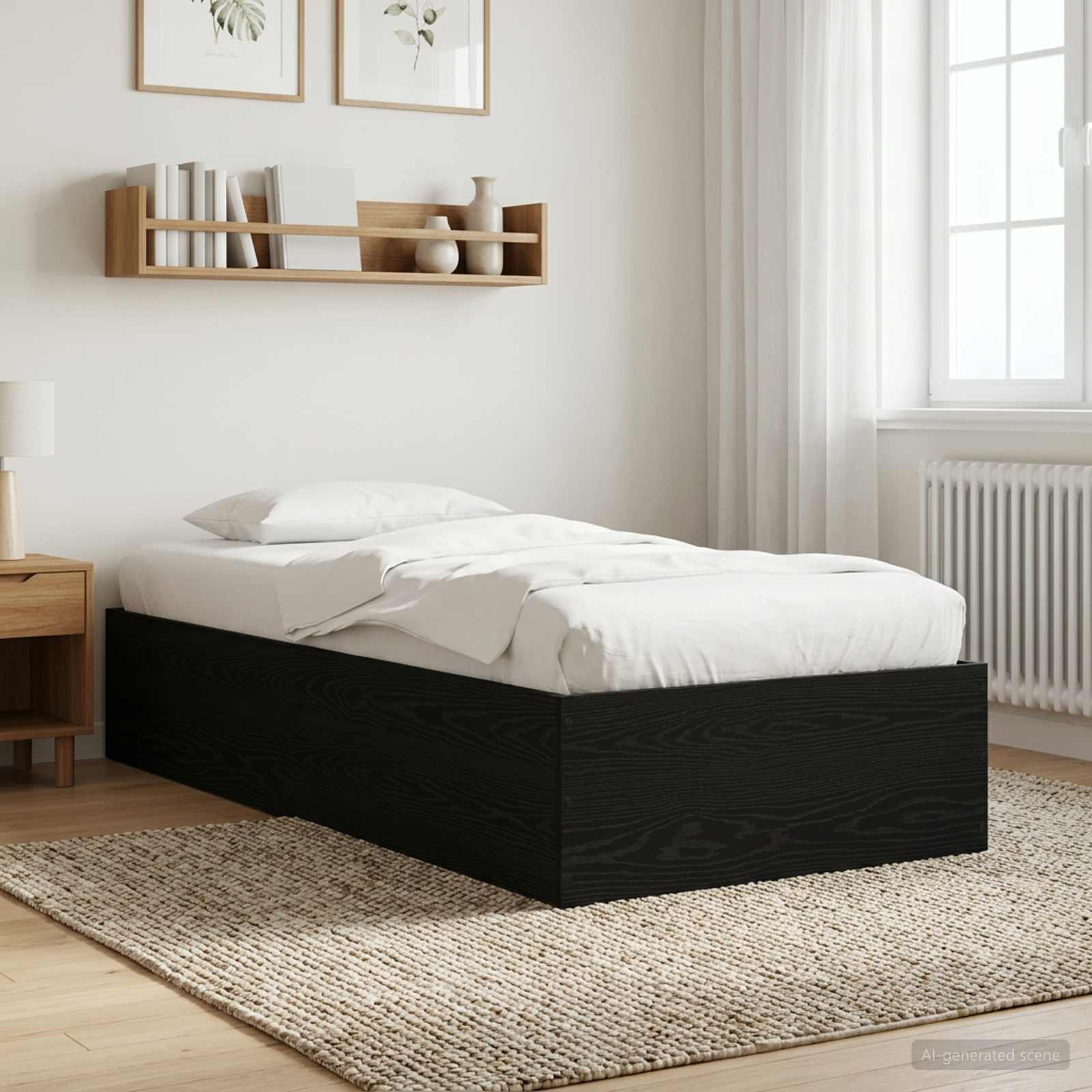 Bodenbettgestell Schwarze Eiche 80 x 200 cm Holzwerkstoff