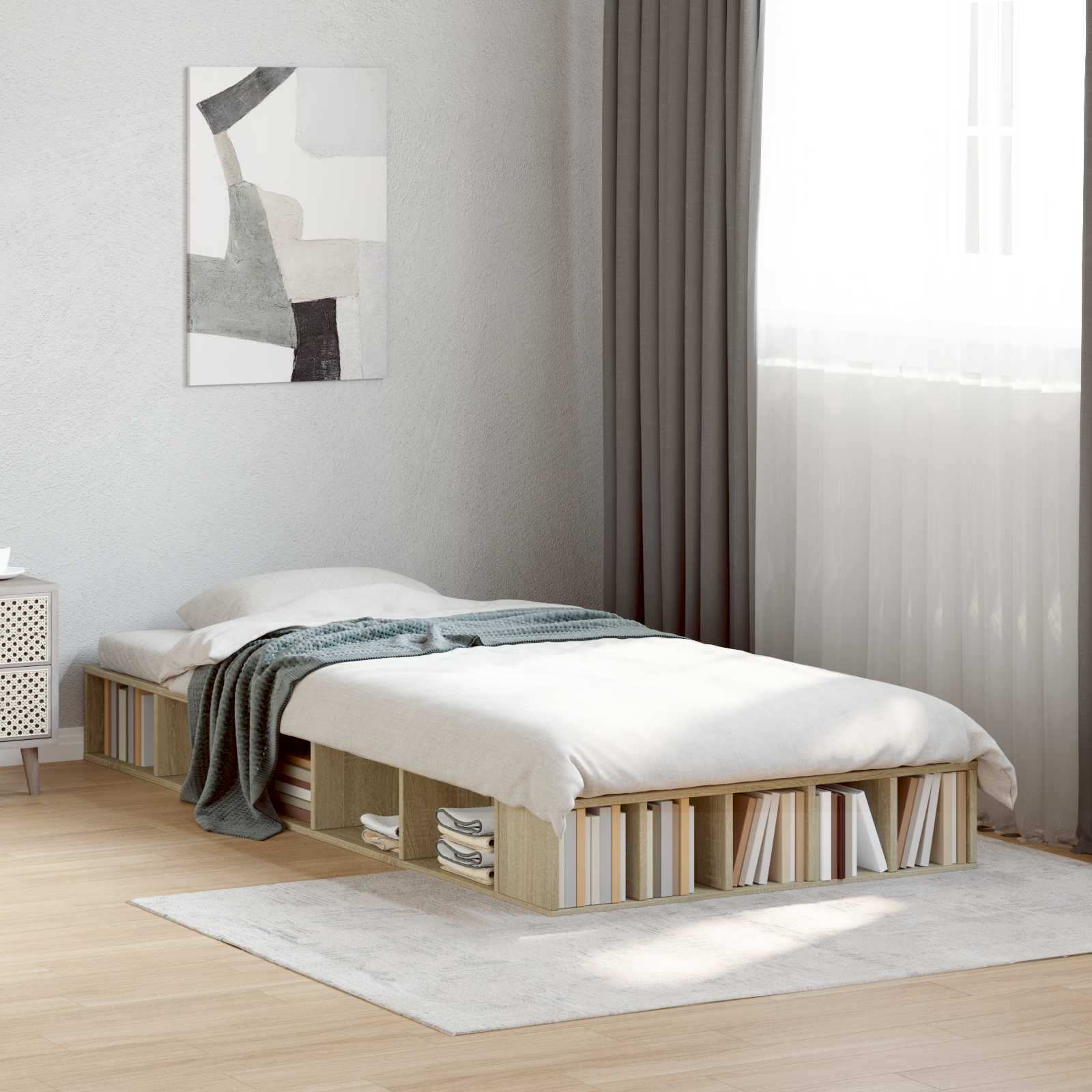 Bettgestell mit Stauraum Sonoma-Eiche 80 x 200 cm Holzwerkstoff