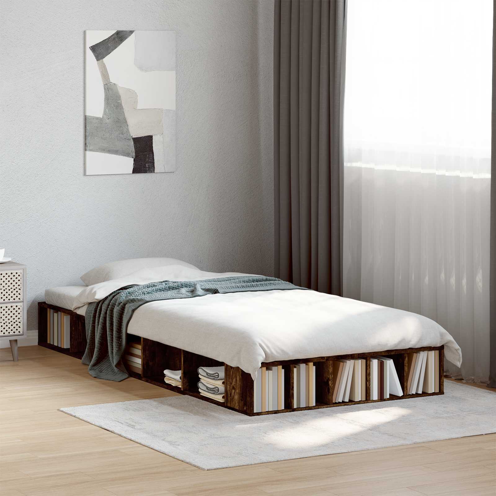Bettgestell mit Stauraum Geräucherte Eiche 80 x 200 cm