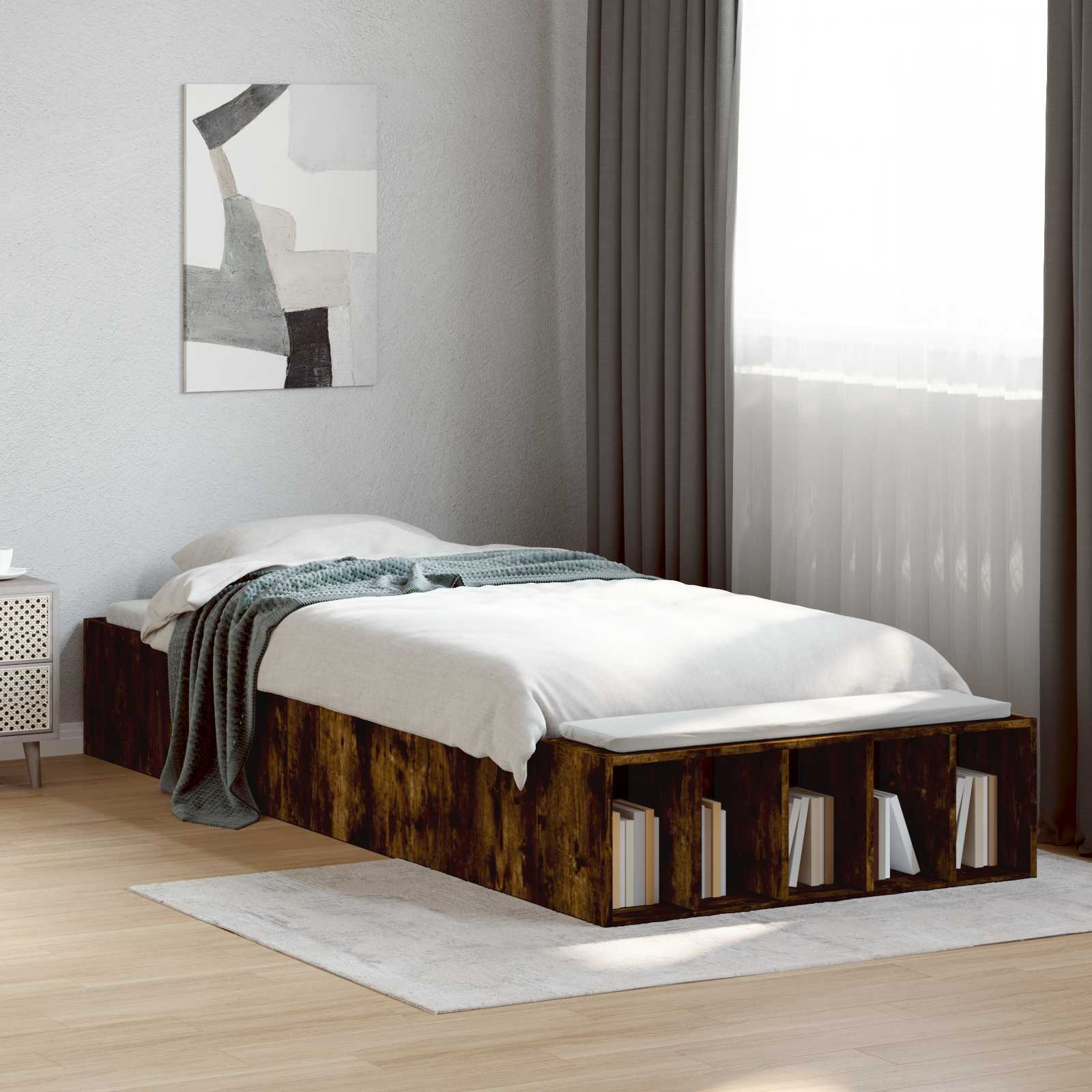 Bettgestell mit Stauraum Geräucherte Eiche 80 x 200 cm