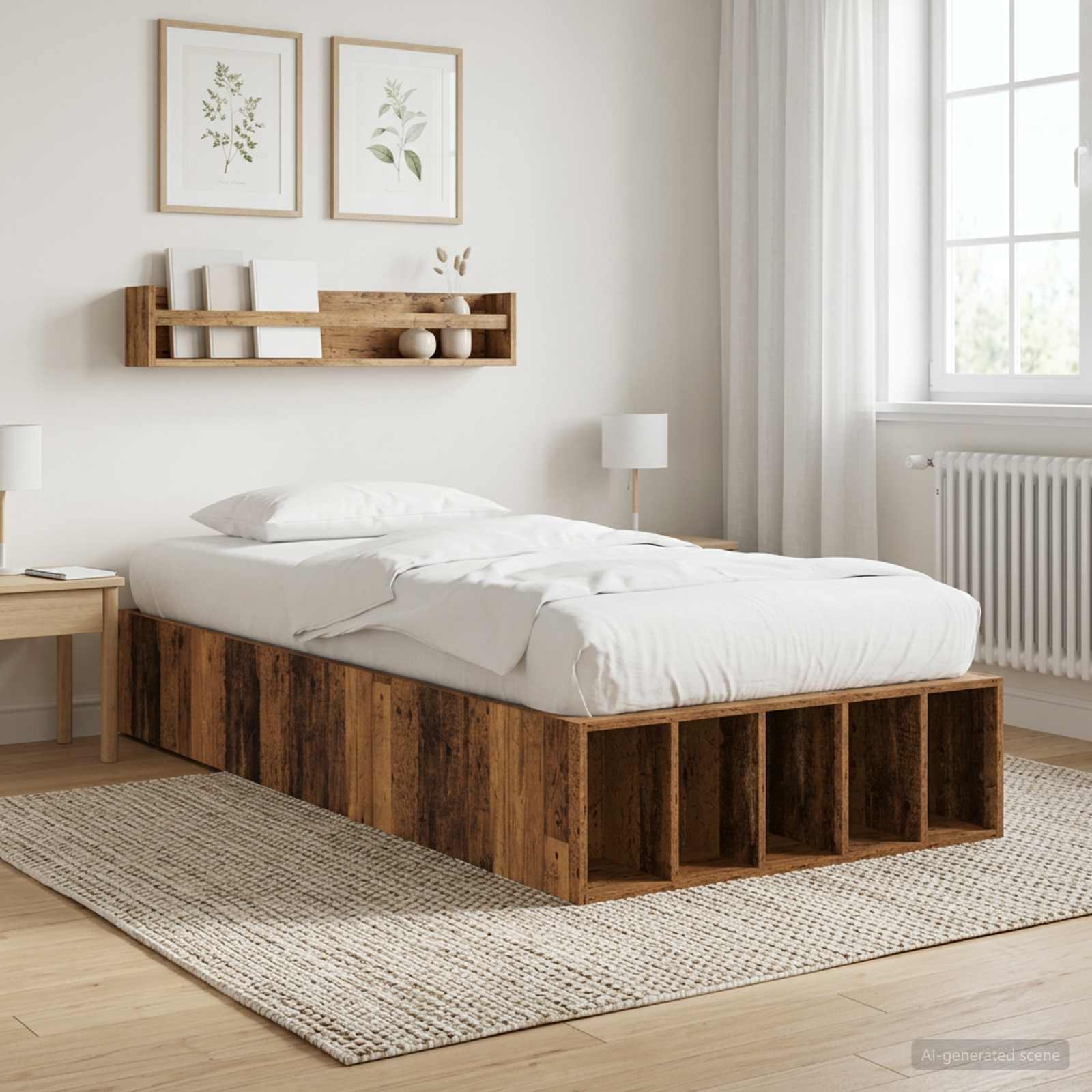 Bettgestell mit Stauraum Altholz 80 x 200 cm Holzwerkstoff