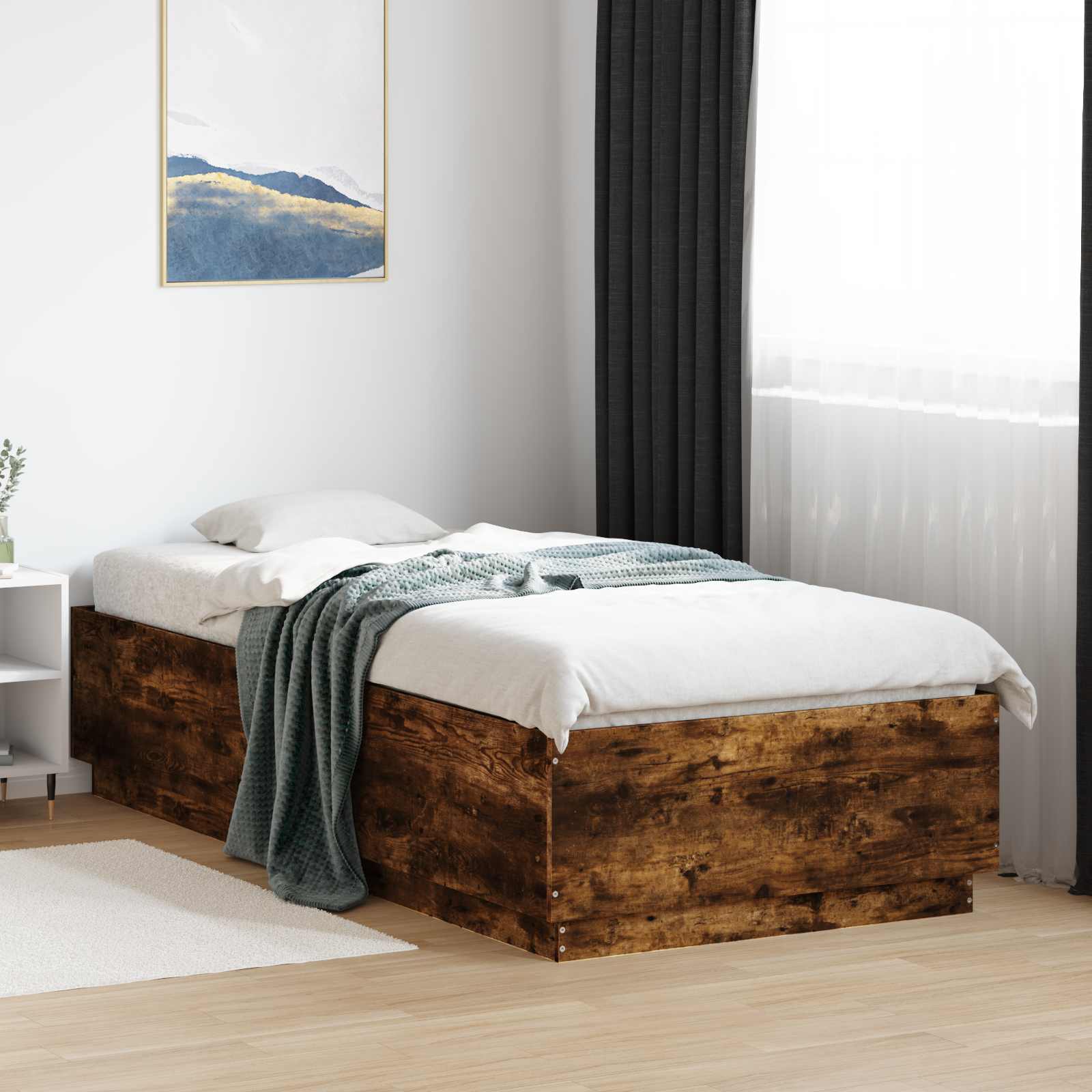 Bettgestell mit LED Geräucherte Eiche 80 x 200 cm Holzwerkstoff
