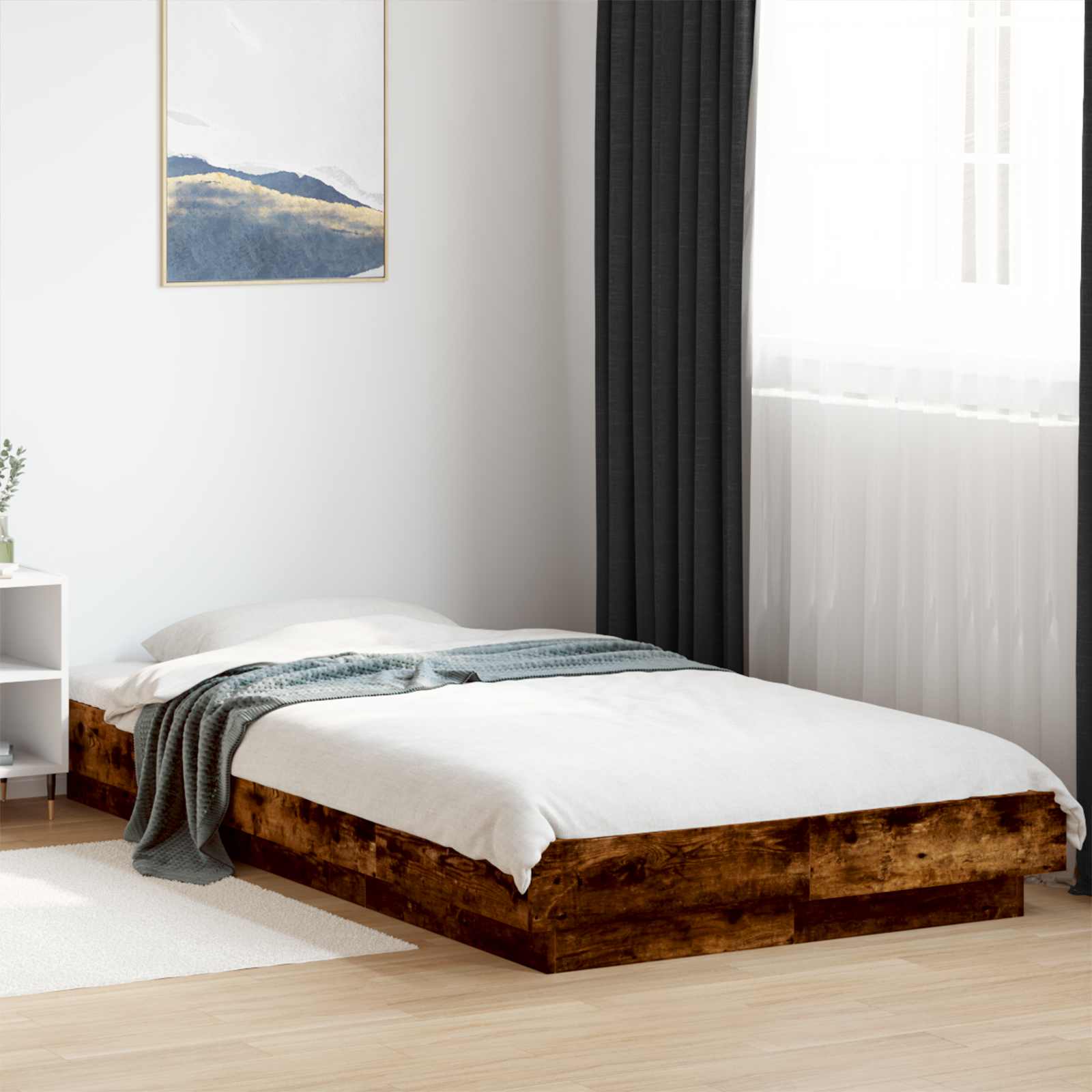 Bettgestell mit LED Geräucherte Eiche 80 x 200 cm Holzwerkstoff