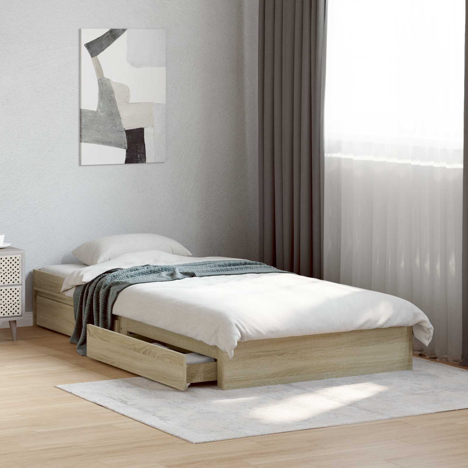 Bettgestell mit Stauraum Sonoma-Eiche 80 x 200 cm Holzwerkstoff