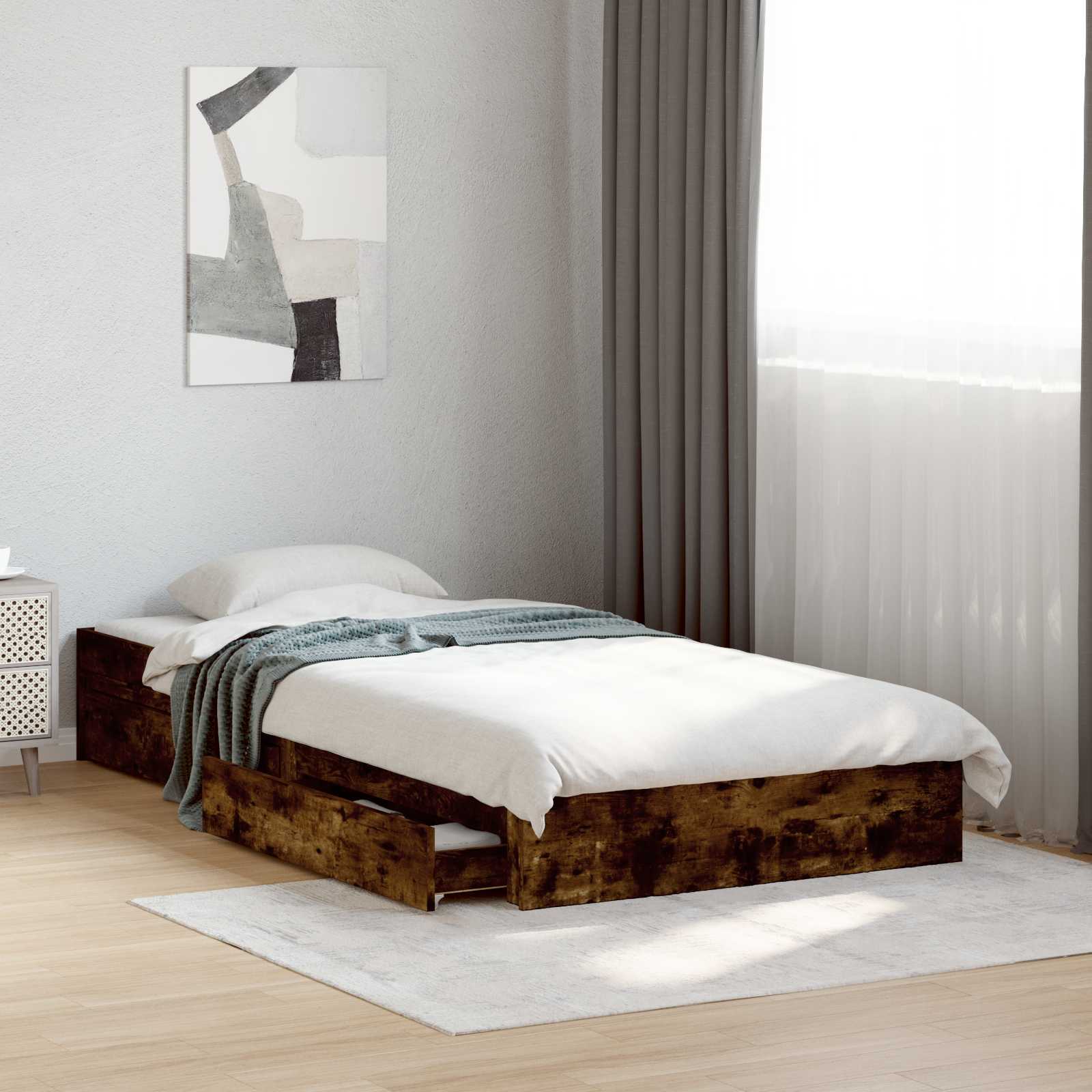 Bettgestell mit Stauraum Geräucherte Eiche 80 x 200 cm