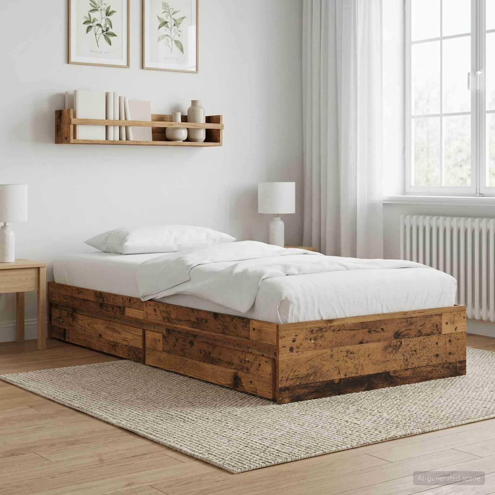 Bettgestell mit Stauraum Altholz 80 x 200 cm Holzwerkstoff