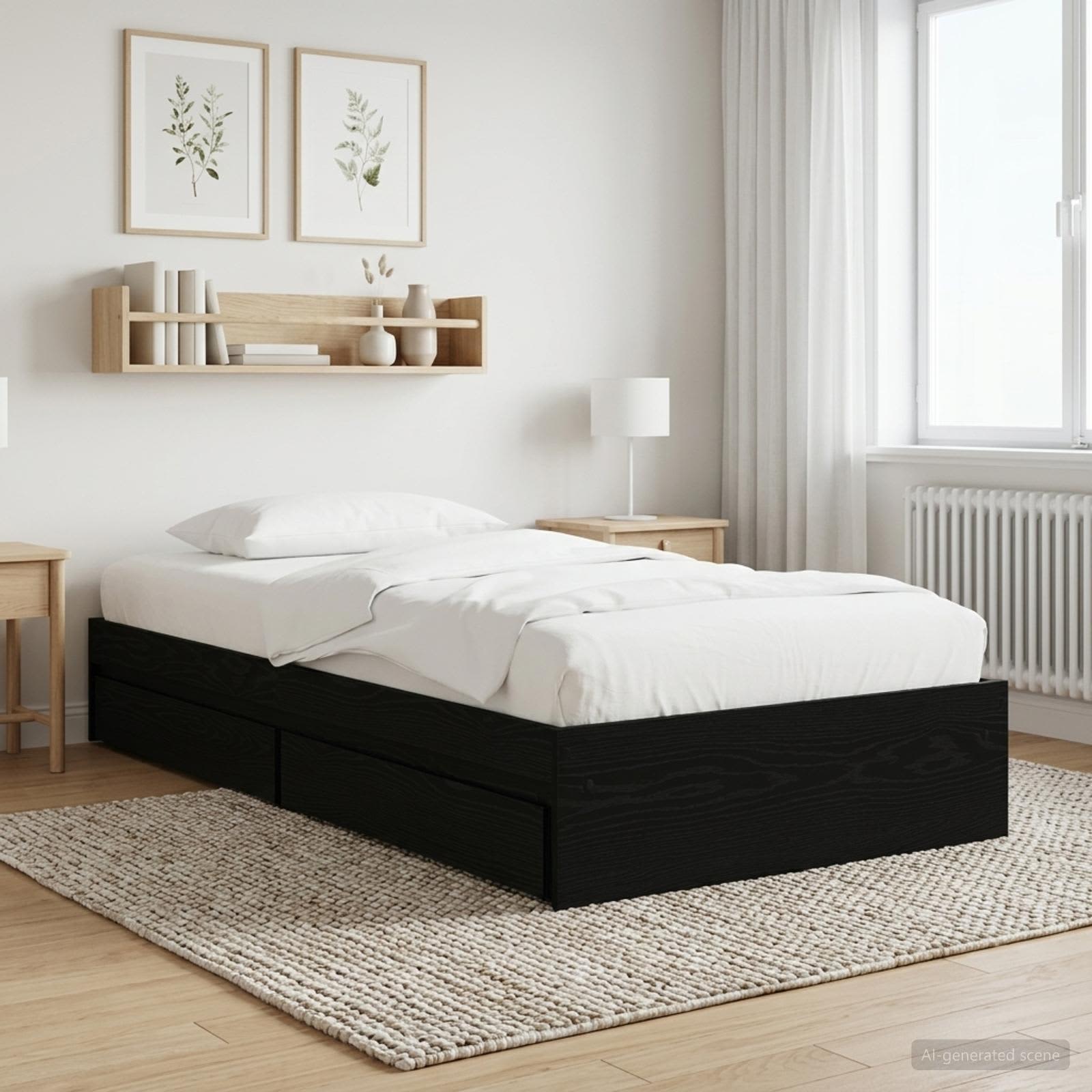 Bettgestell mit Stauraum Schwarze Eiche 80 x 200 cm