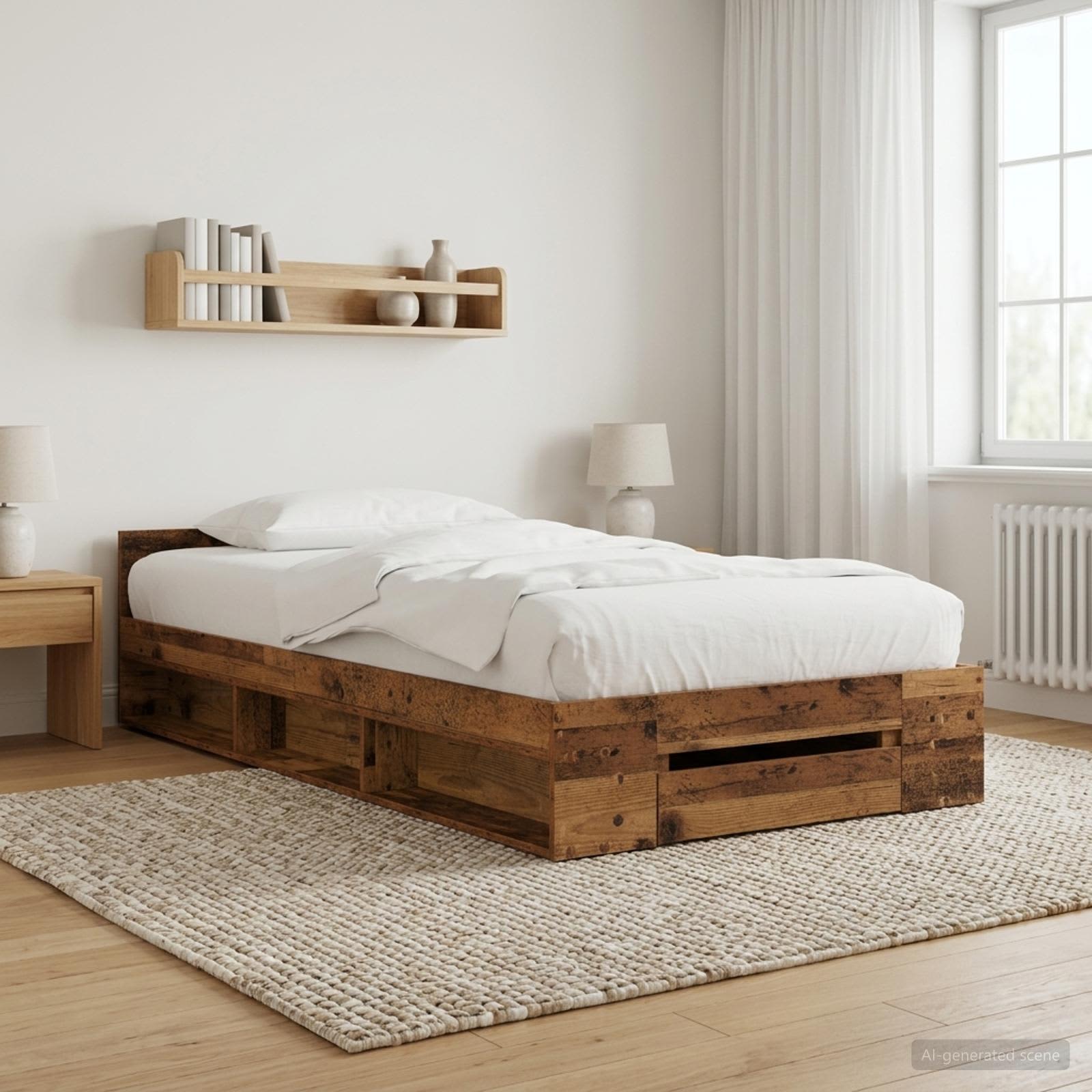 Bettgestell mit Stauraum Altholz 80 x 200 cm Holzwerkstoff