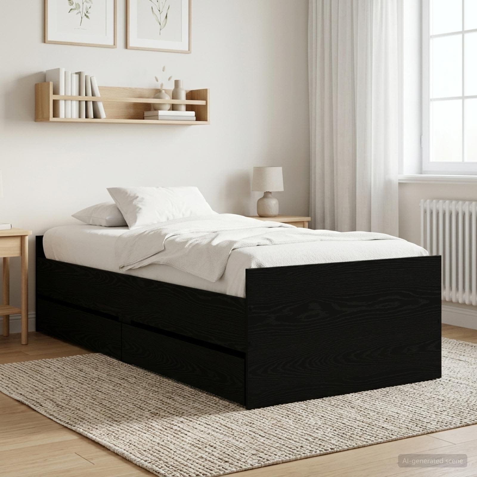Bettrahmen Schwarze Eiche Holzwerkstoff