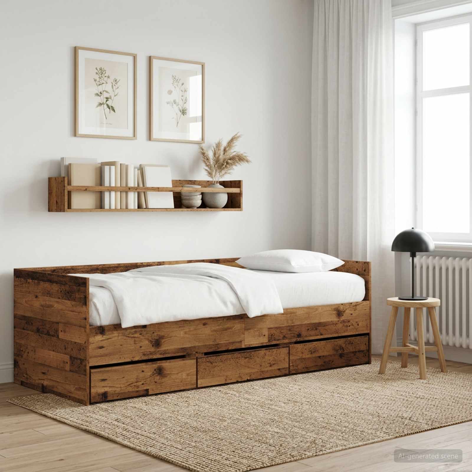 Tagesbett mit Schubladen mit Kopfteil Altholz Holzwerkstoff