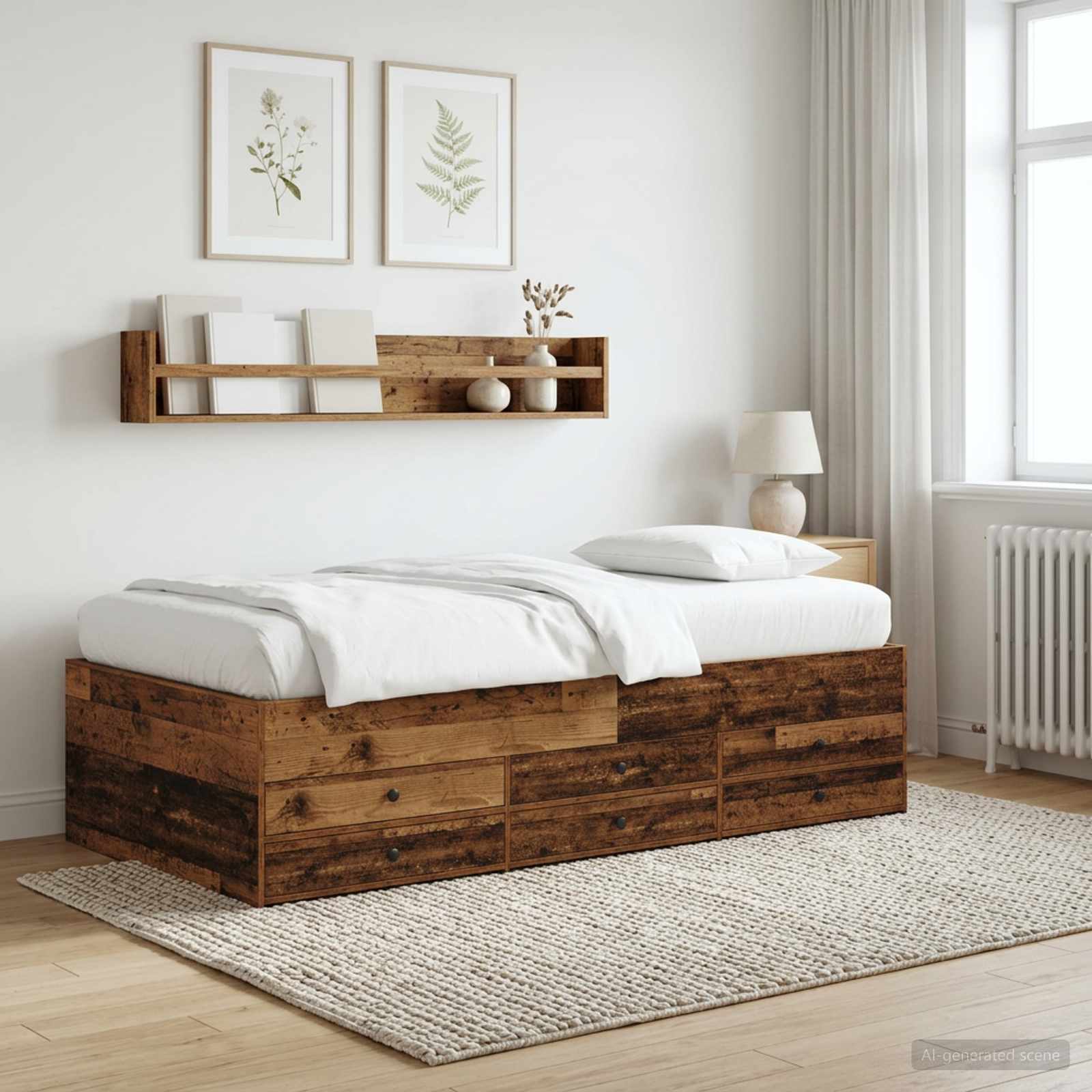 Bettgestell mit Stauraum Altholz 80 x 200 cm Holzwerkstoff