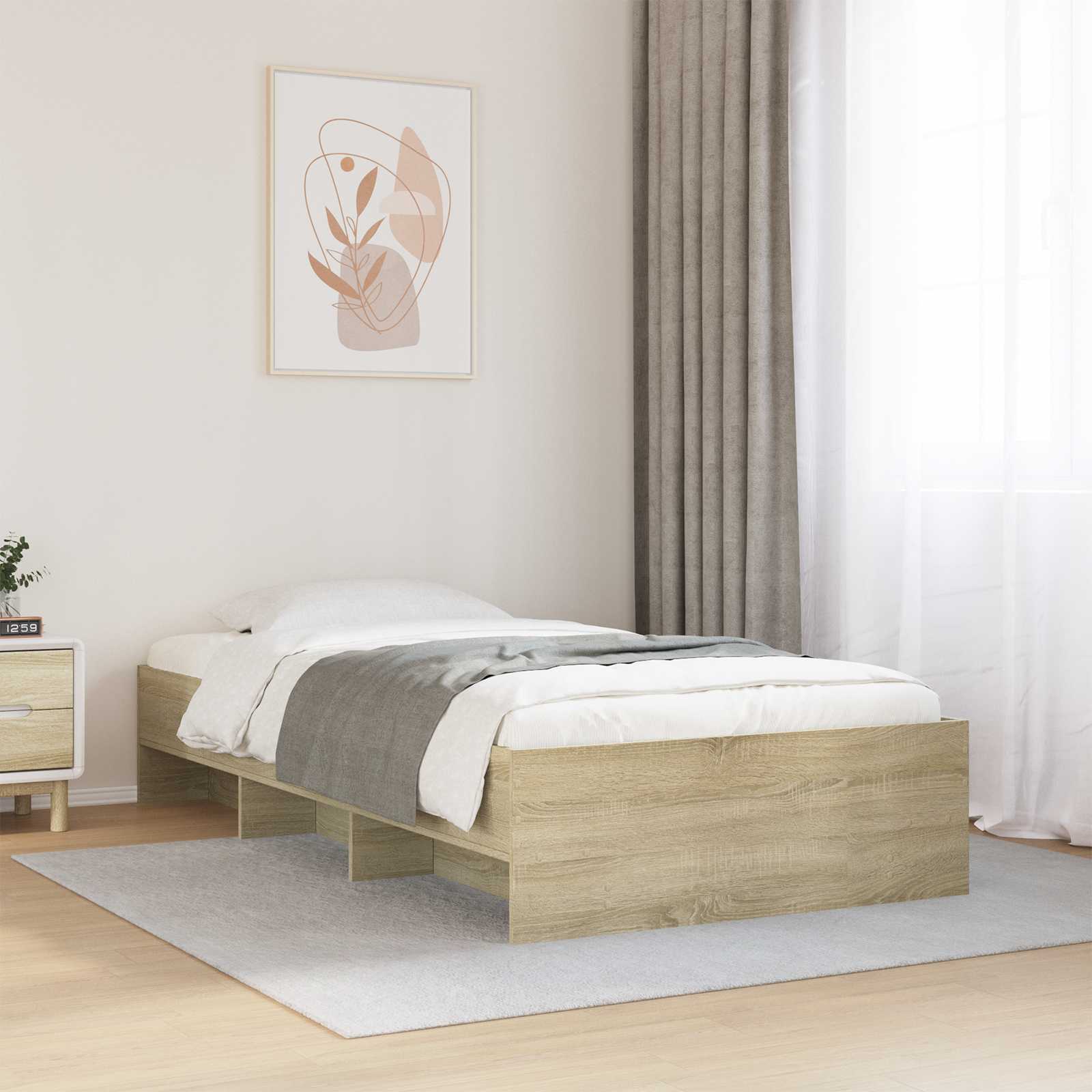 Bettrahmen mit Regal Sonoma-Eiche 80 x 200 cm Holzwerkstoff