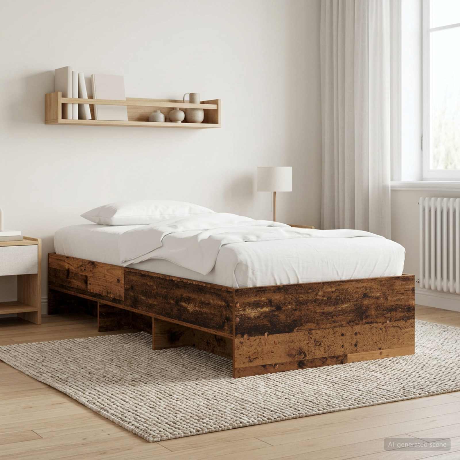 Bettrahmen mit Regal Altholz 80 x 200 cm Holzwerkstoff