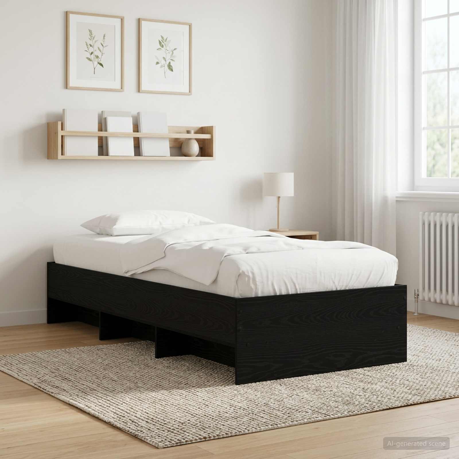 Bettrahmen mit Regal Schwarze Eiche 80 x 200 cm Holzwerkstoff