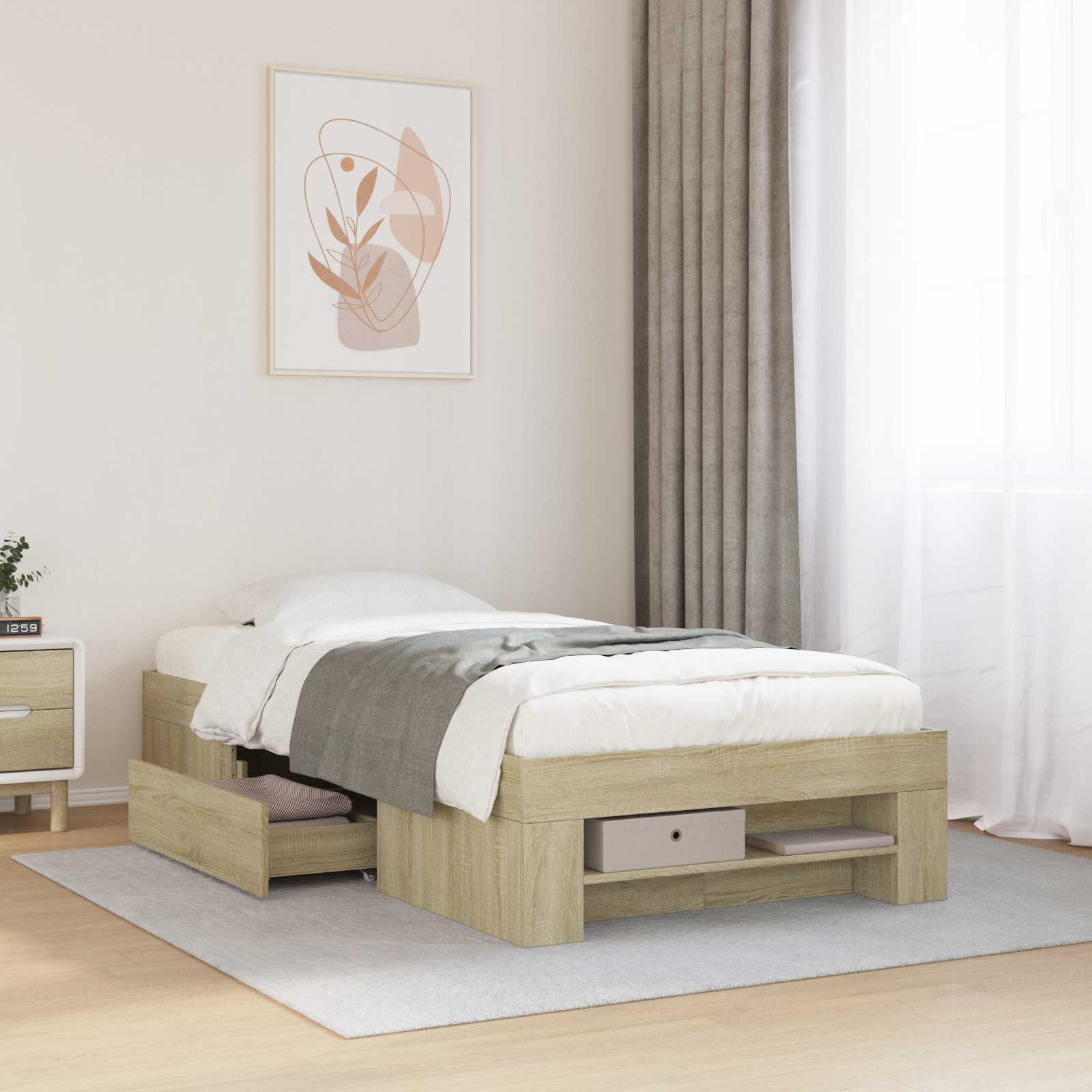 Bettgestell mit Stauraum Sonoma-Eiche 80 x 200 cm Holzwerkstoff