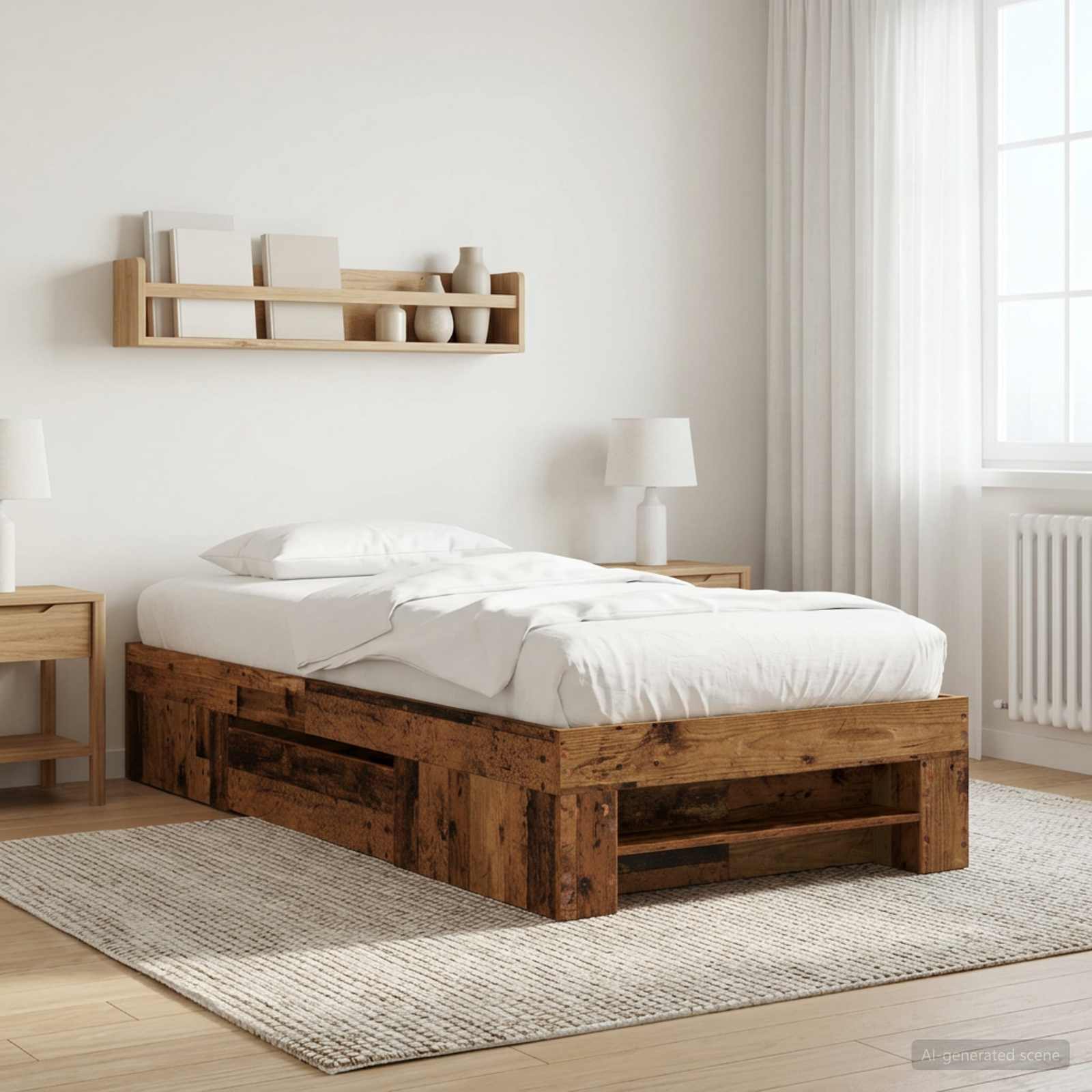 Bettgestell mit Stauraum Altholz 80 x 200 cm Holzwerkstoff