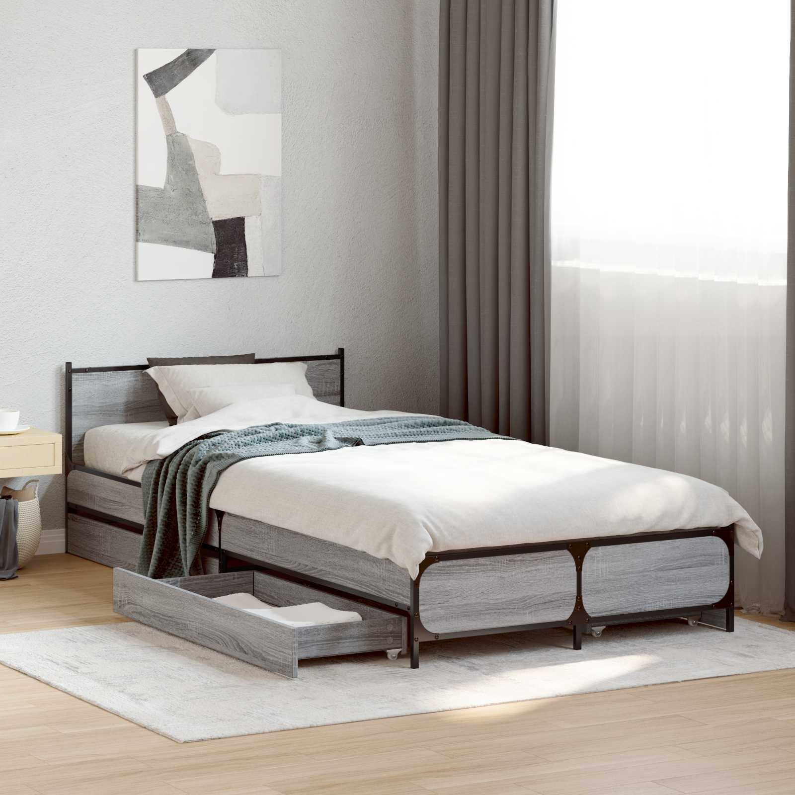 Bettgestell mit Kopfteil Grau Sonoma 80 x 200 cm Holzwerkstoff