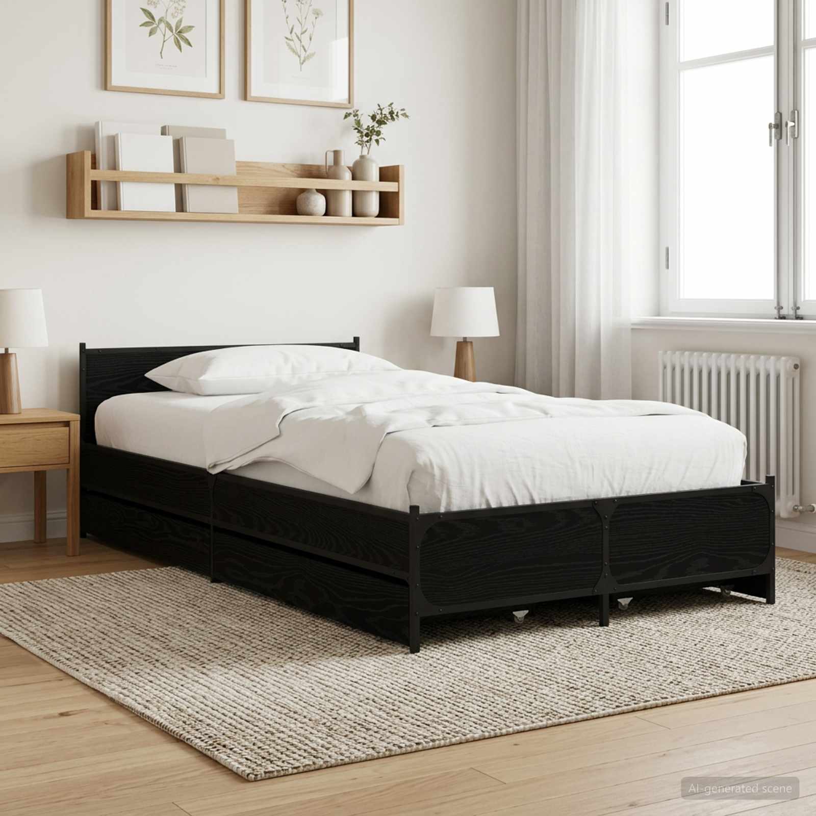 Bettgestell mit Kopfteil Mit Rad Schwarze Eiche 80 x 200 cm