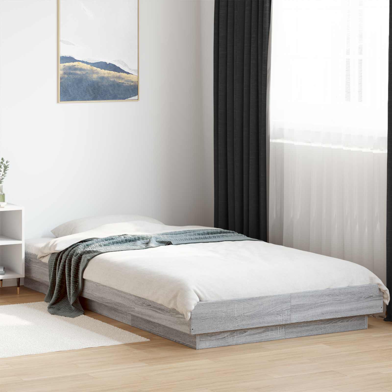 Bodenbettgestell Grau Sonoma 80 x 210 cm Holzwerkstoff