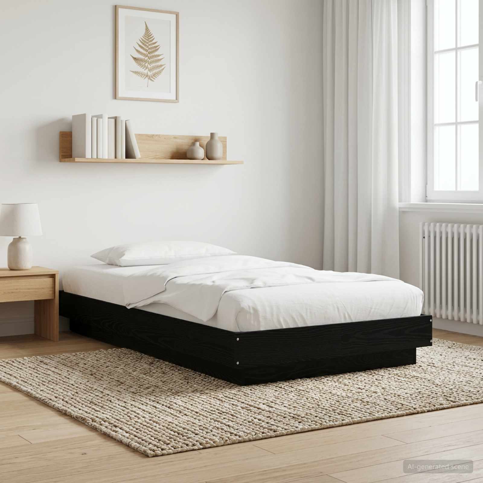 Bodenbettgestell Schwarze Eiche 80 x 210 cm Holzwerkstoff