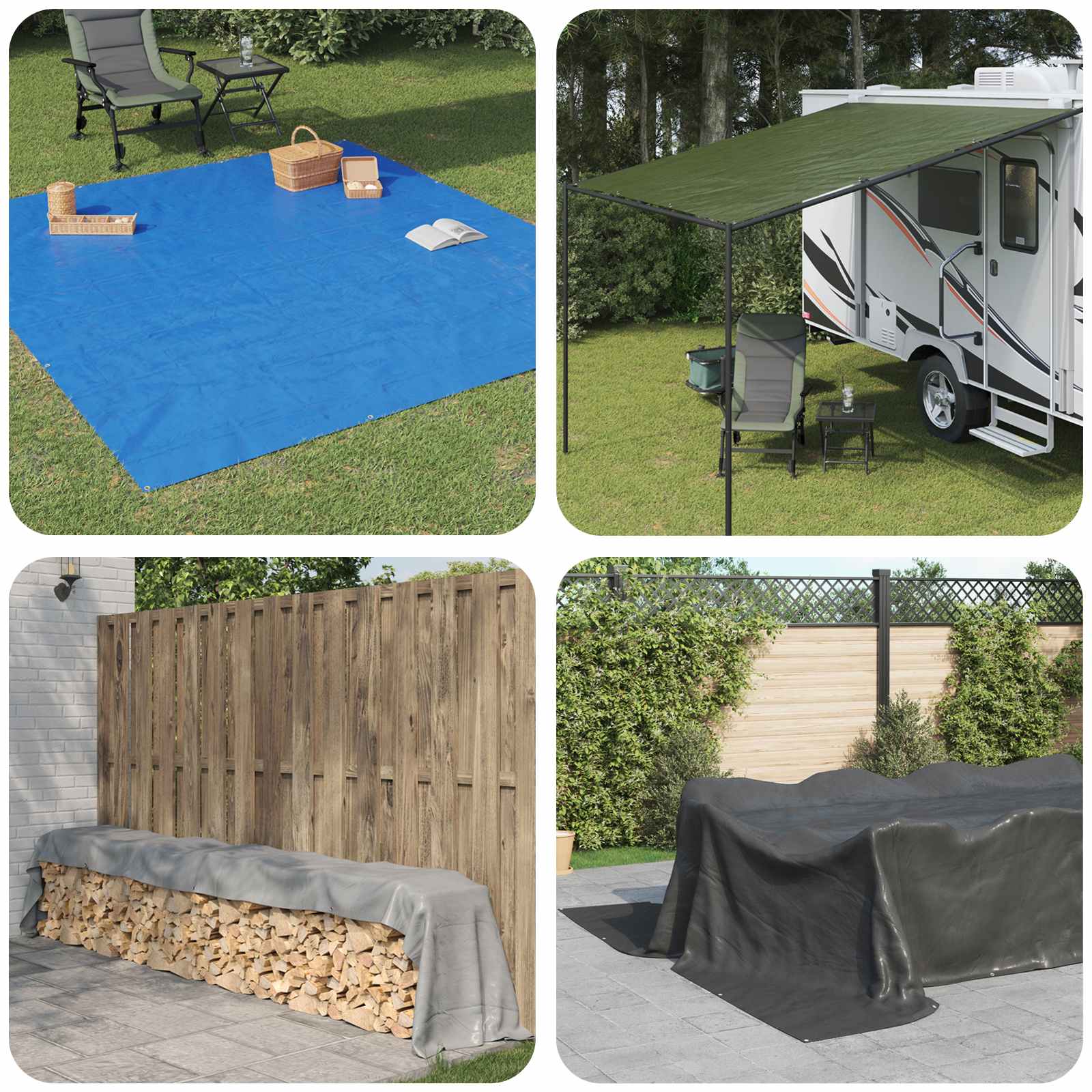 Plane mit Ösen Grün 6 x 6 m 90 gsm PE