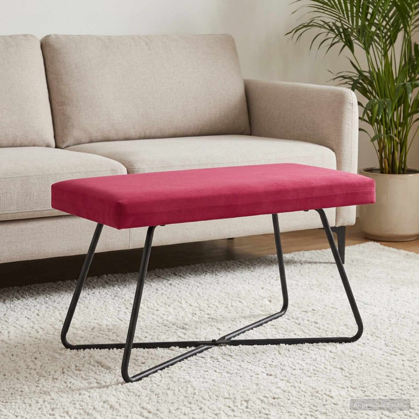 Bank Weinrot 80 x 40 x 45 cm Samt