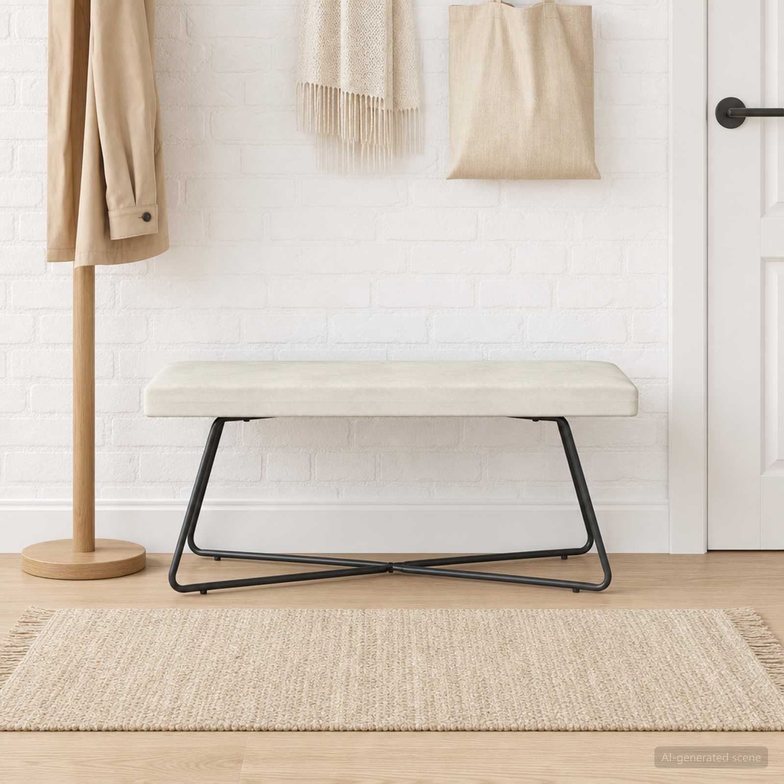 Bank Creme 110 x 40 x 45 cm Samt