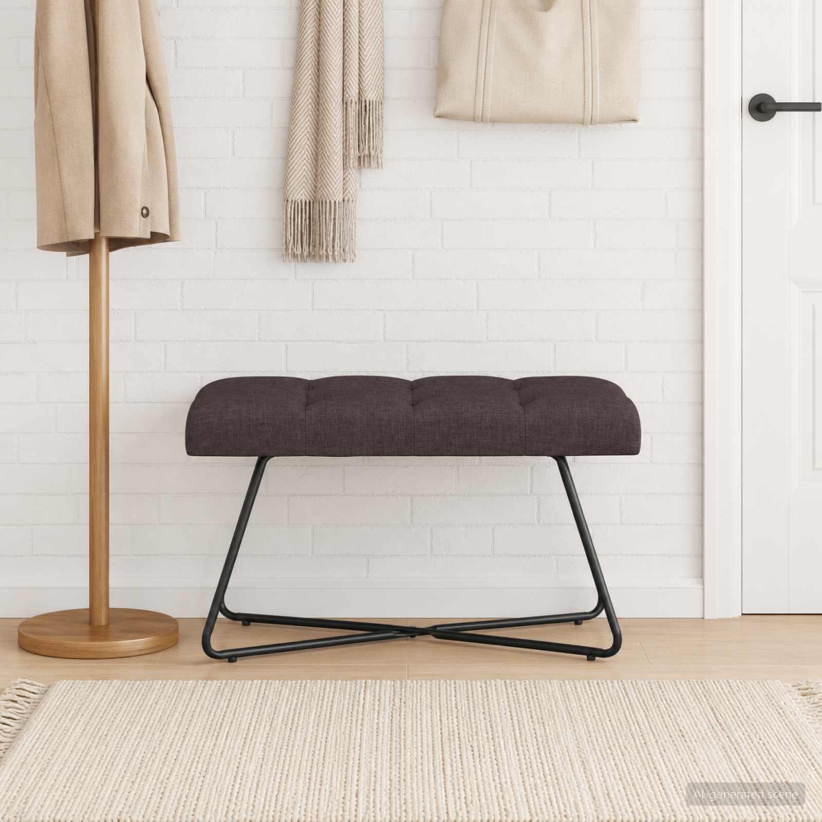 Bank mit Knopfheftung Dunkelbraun 80 x 40 x 46 cm Stoff