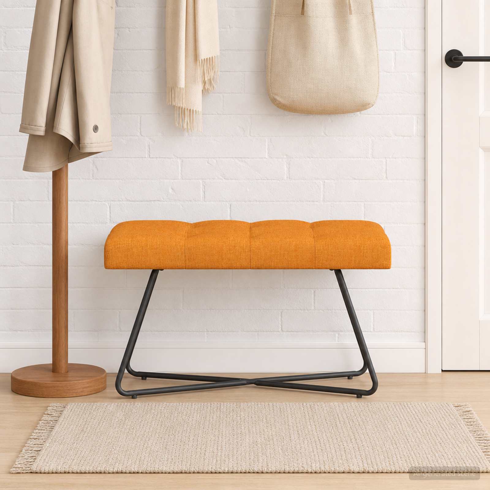 Bank mit Knopfheftung Dunkelgelb 80 x 40 x 46 cm Stoff