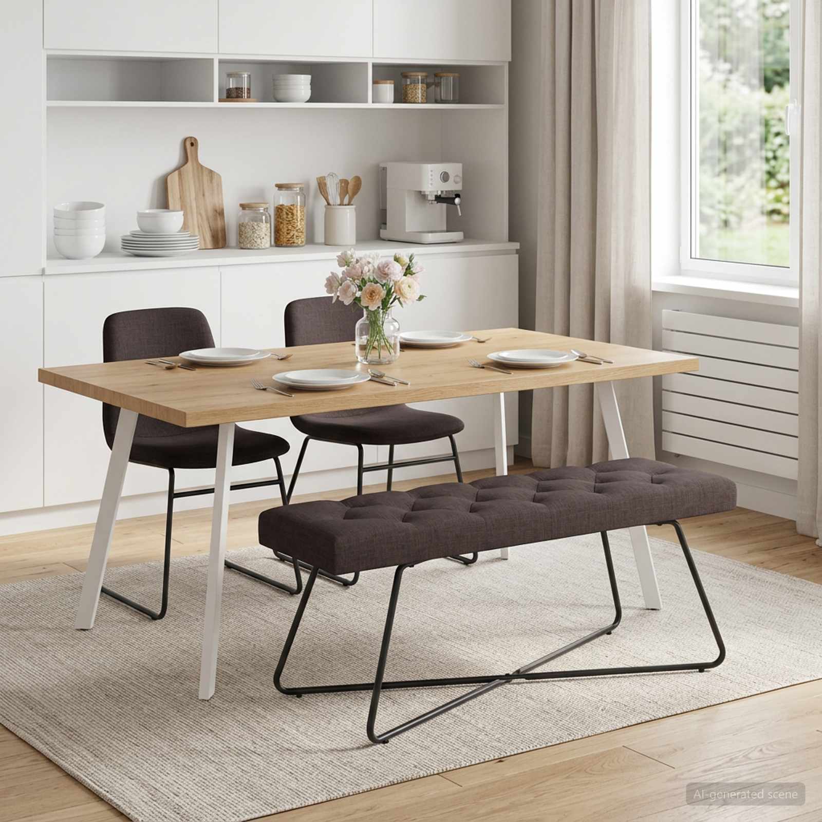 Bank mit Knopfheftung Dunkelbraun 110 x 40 x 46 cm Stoff