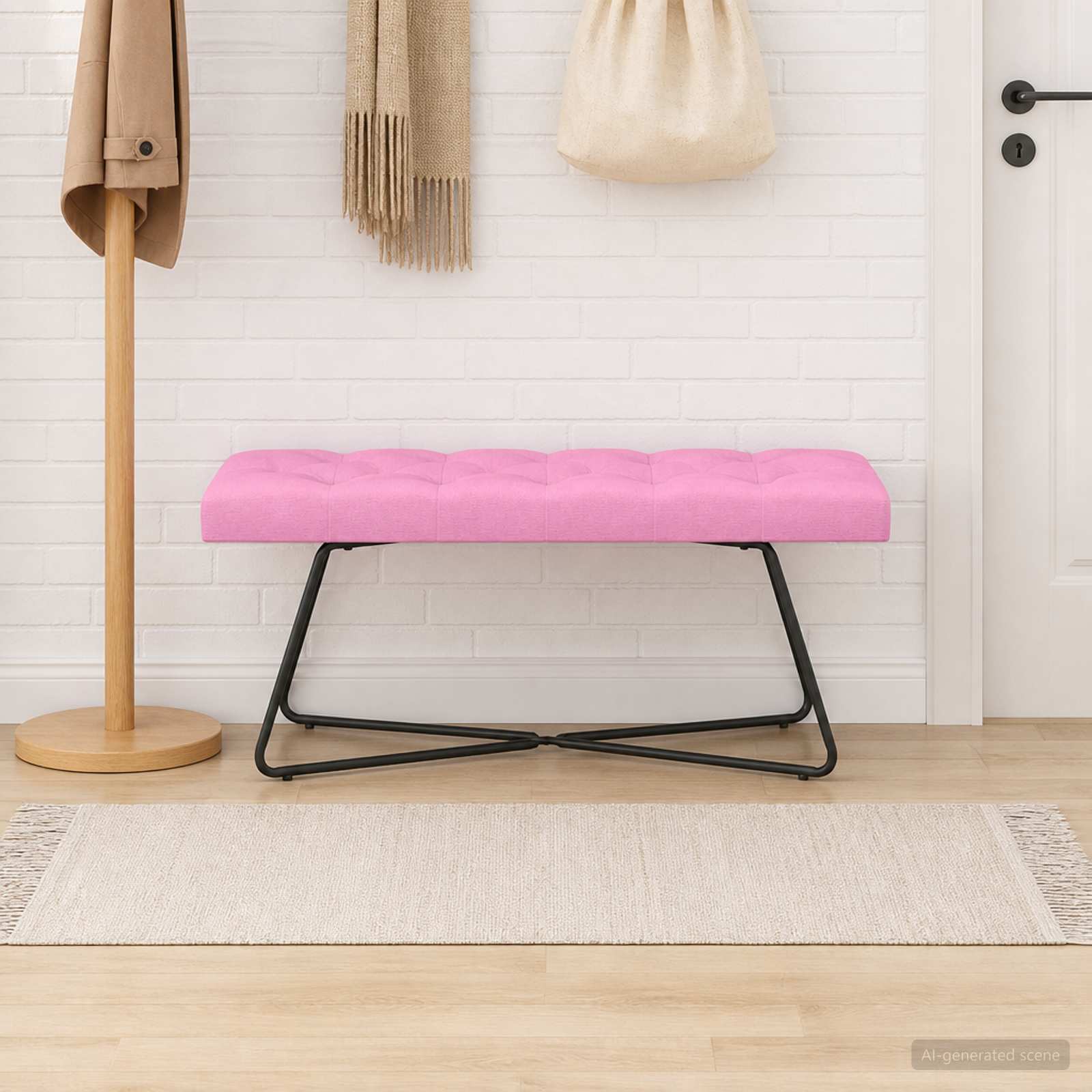 Bank mit Knopfheftung Rosa 110 x 40 x 46 cm Stoff