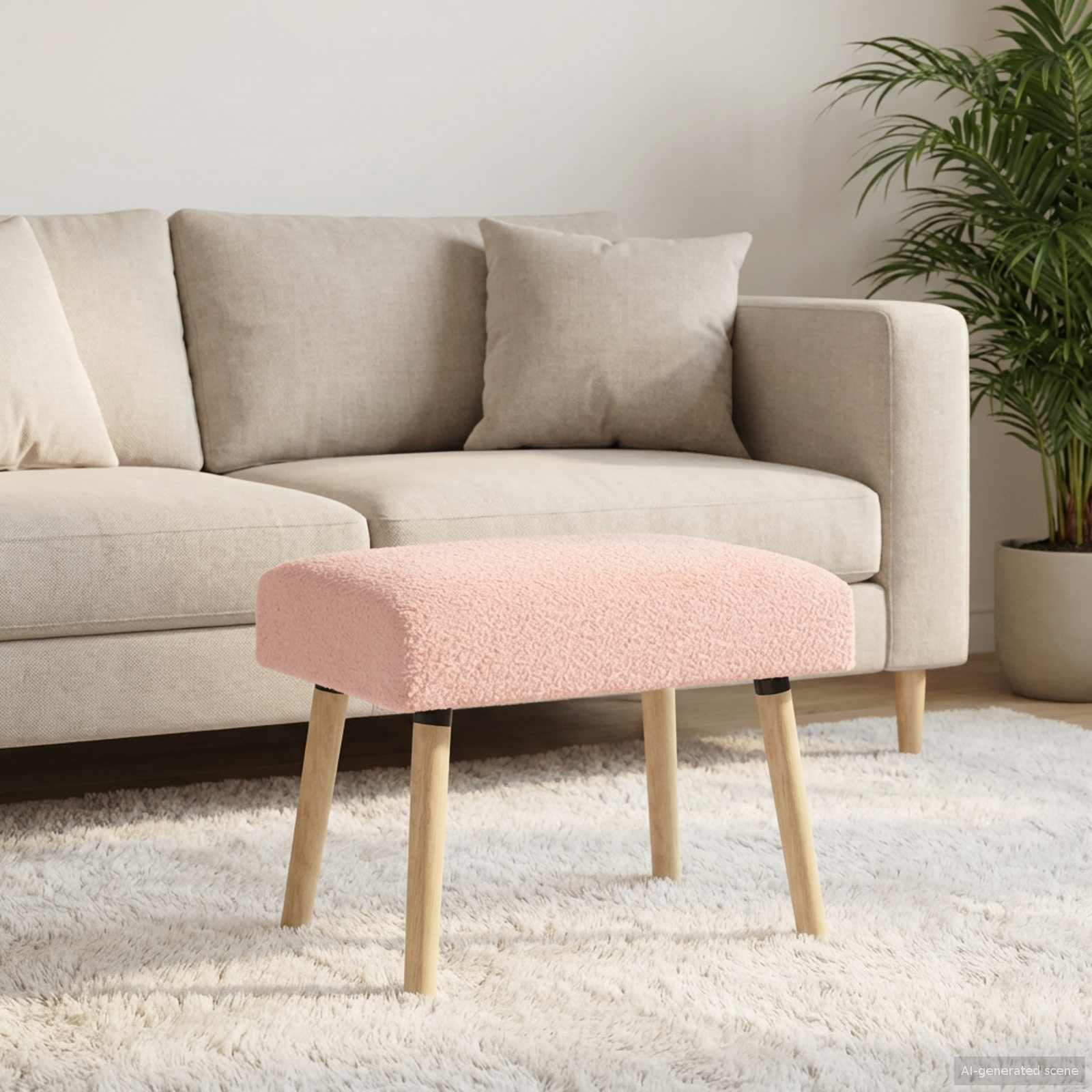 Bank Uni Rosa 60 x 40 x 45 cm Bouclé