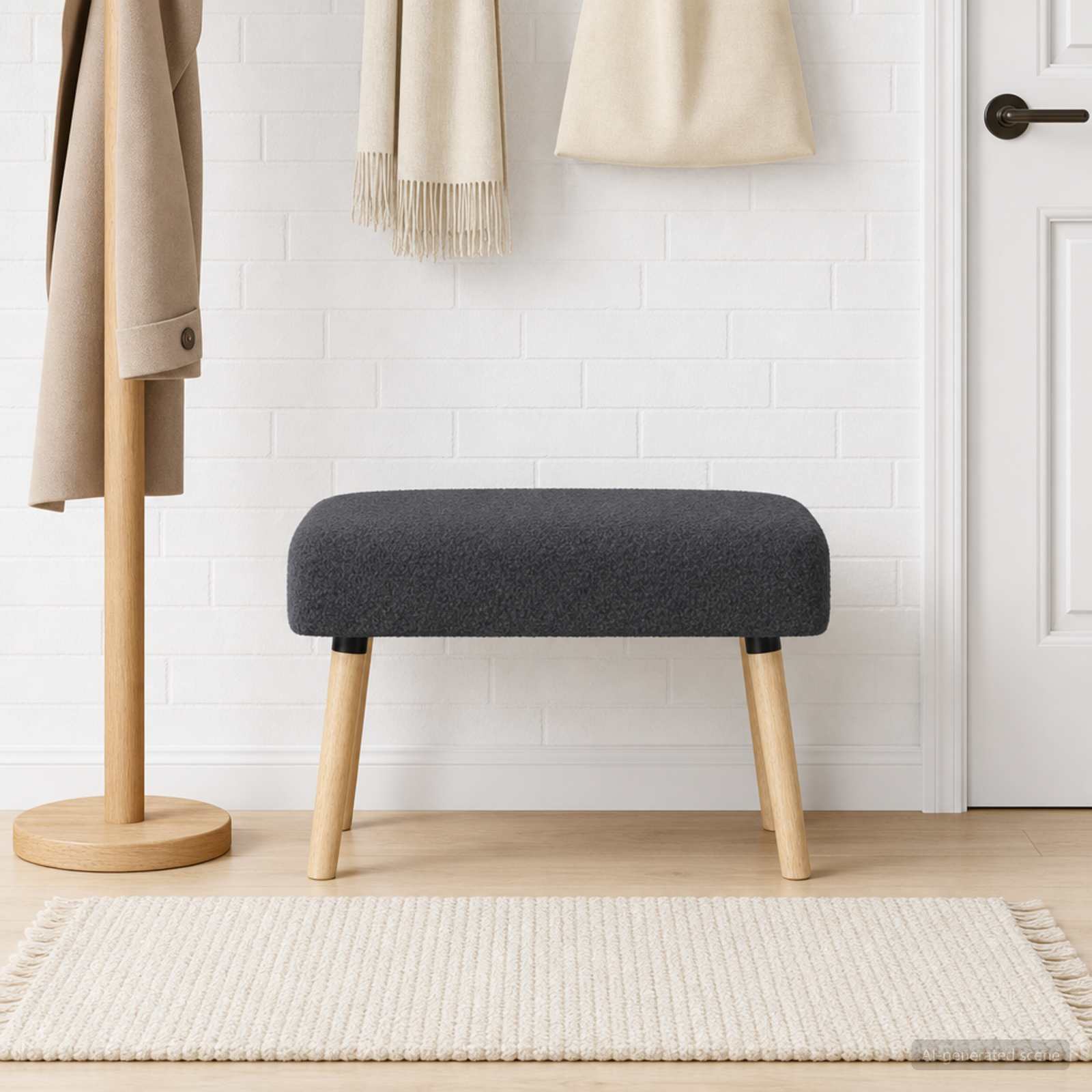 Bank Uni Dunkelgrau 60 x 40 x 45 cm Bouclé