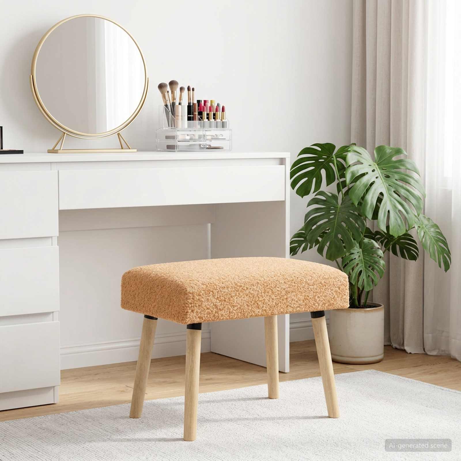 Bank Uni Beige 60 x 40 x 45 cm Bouclé