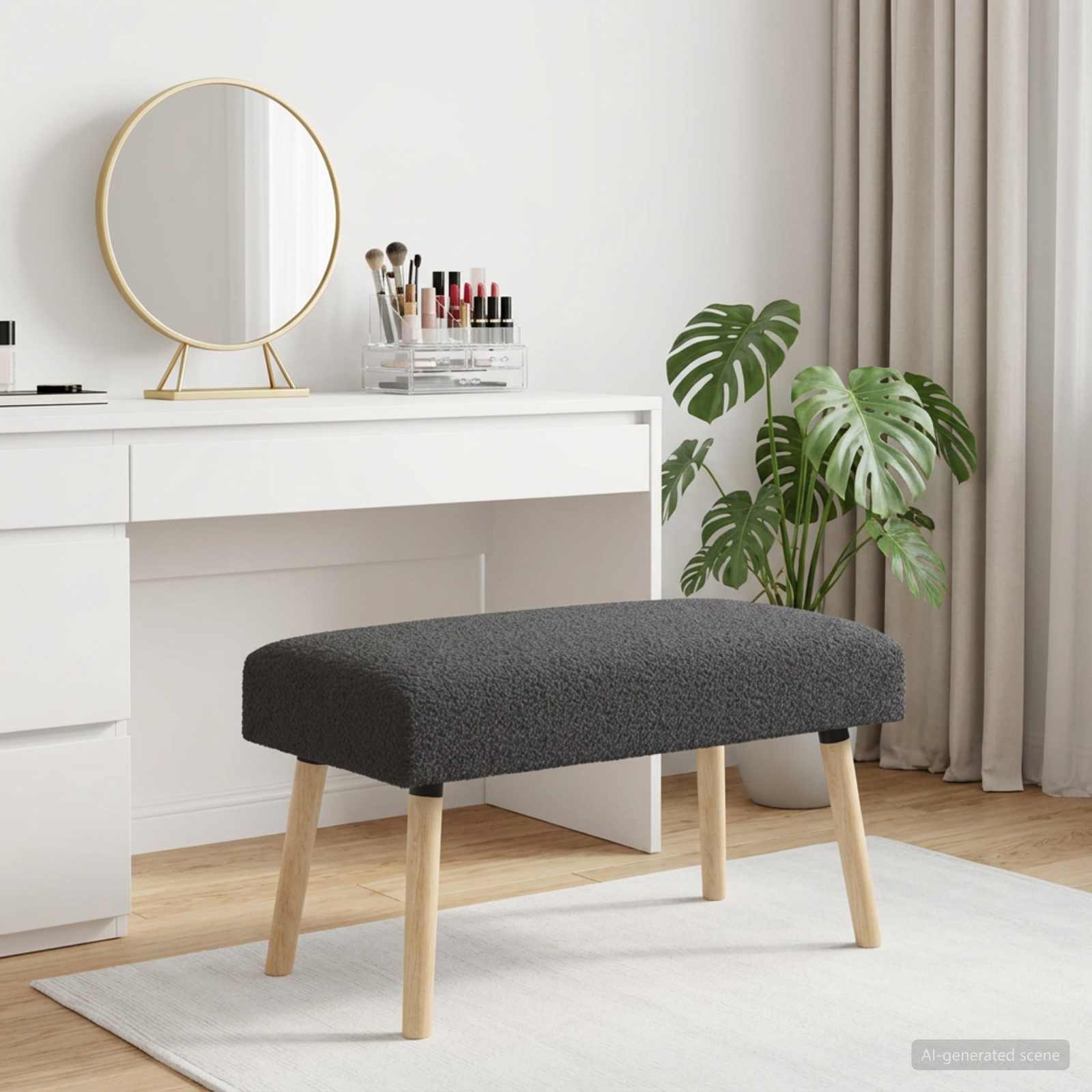 Bank Uni Dunkelgrau 80 x 40 x 46 cm Bouclé