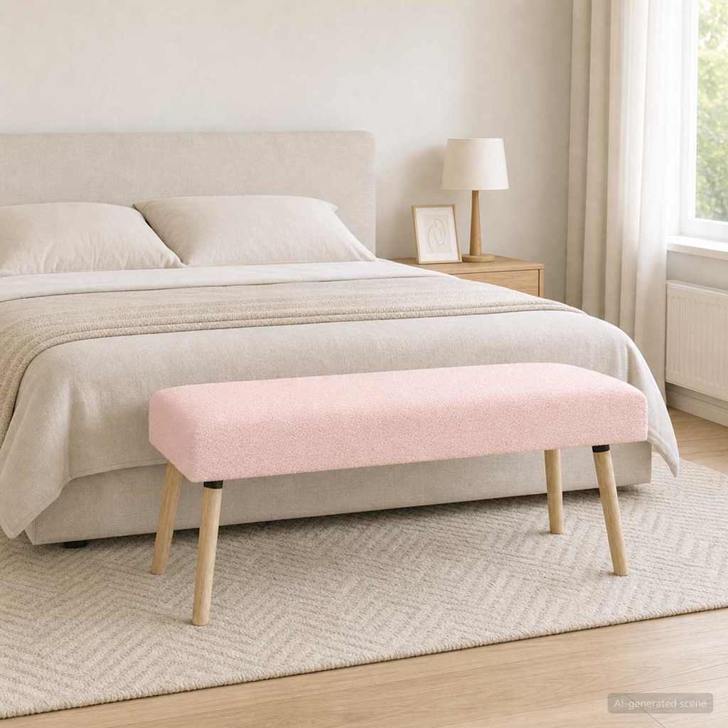 Bank Uni Rosa 110 x 40 x 46 cm Bouclé